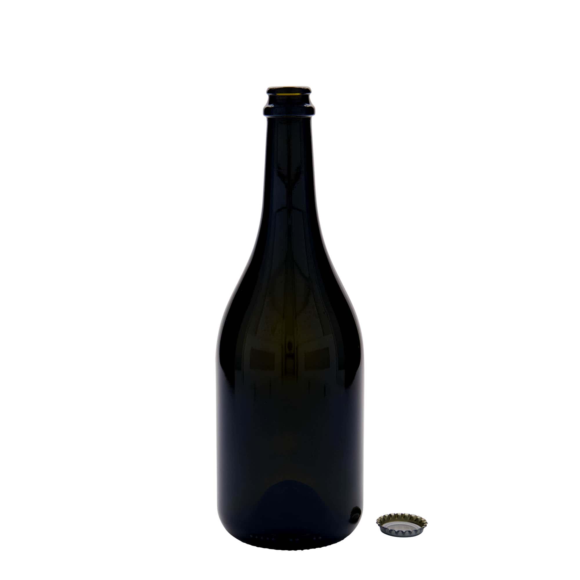 750 ml ölflaska 'Horta', glas, antikgrön, öppning: kapsyl