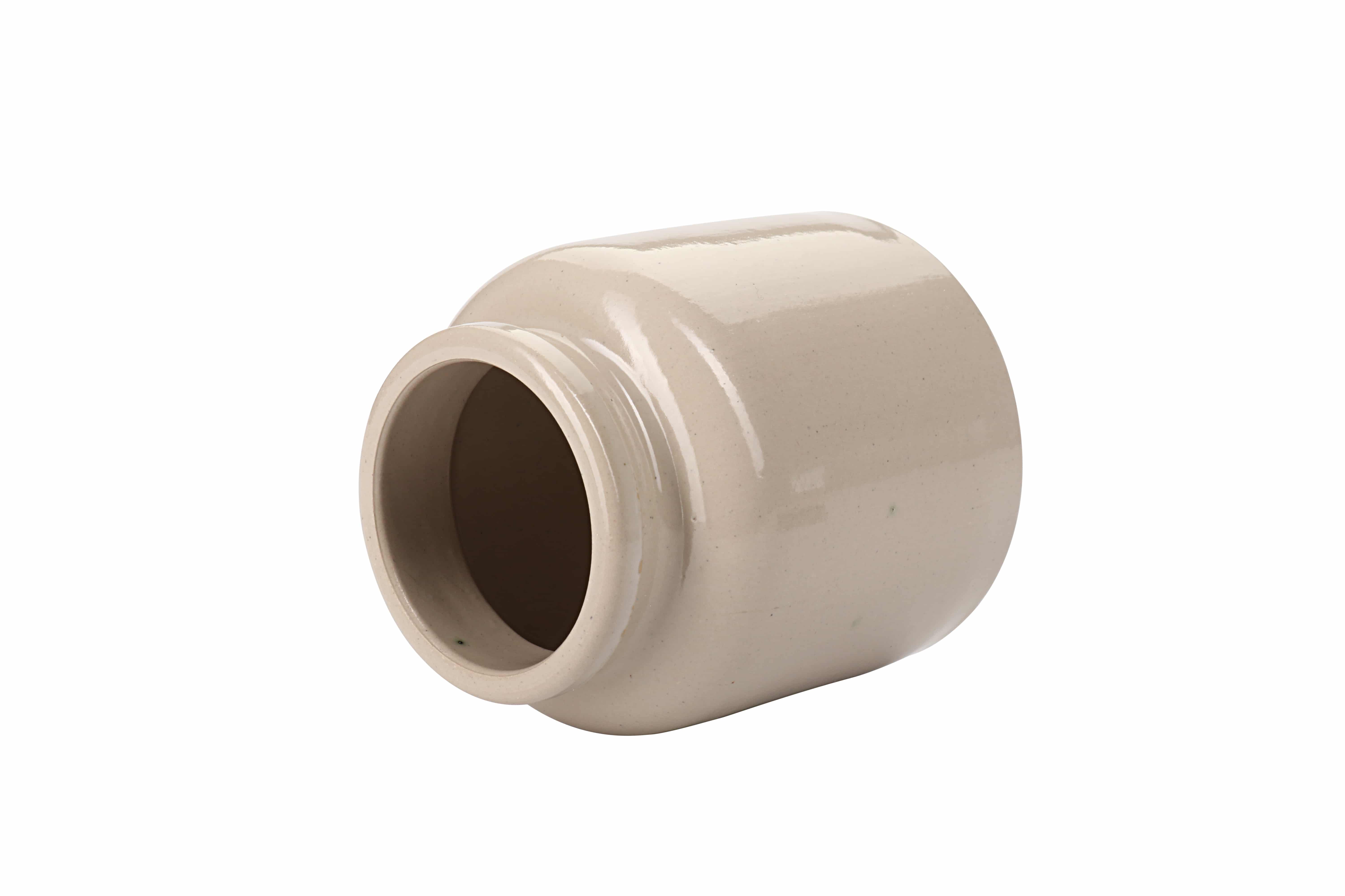 270 ml stengodskruka, keramik, beige, mynning: påläggslock