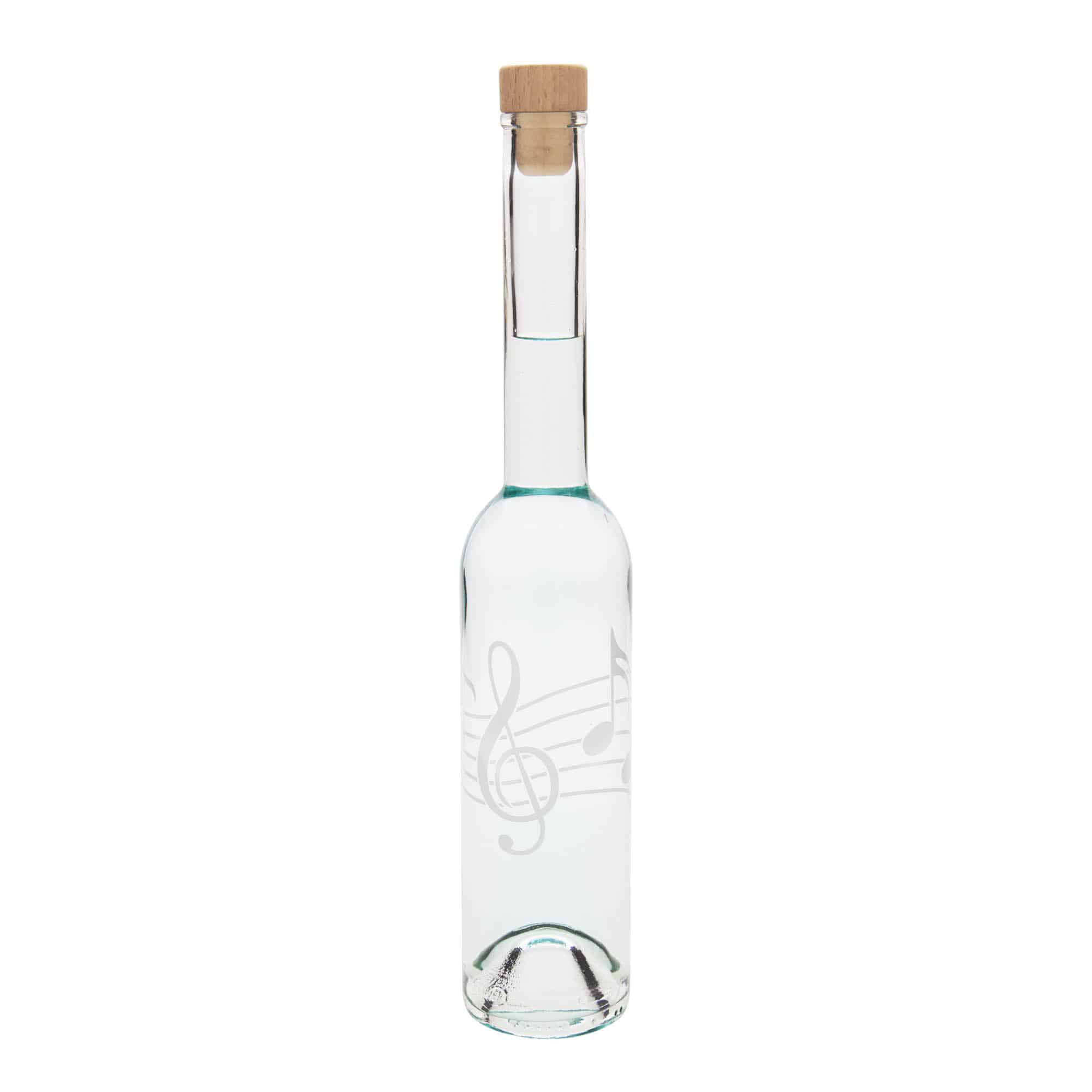 350 ml glasflaska 'Opera', motiv: musiknoter, öppning: kork
