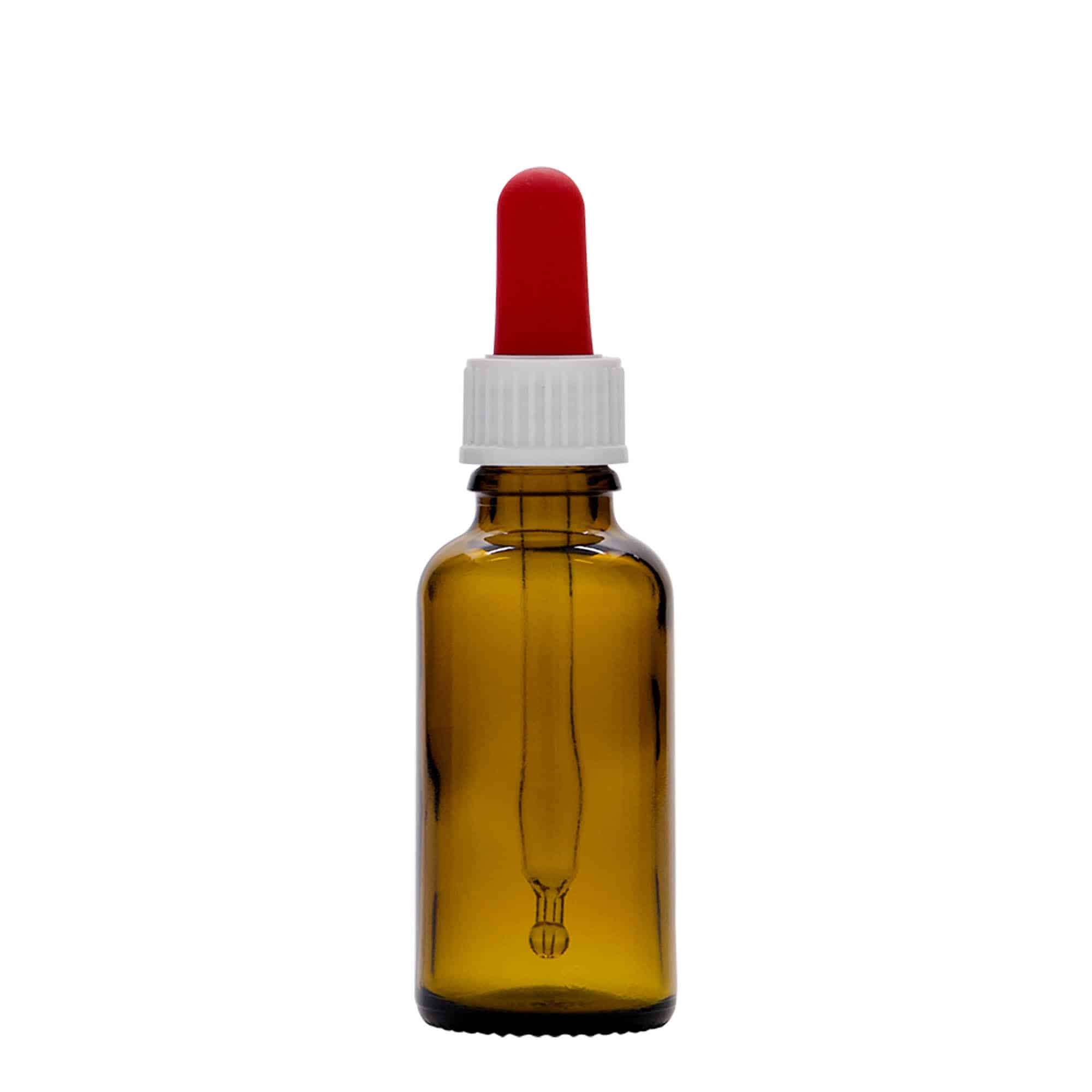 30 ml flaska med pipett, medicin, glas, brun, mynning: DIN 18 30 ml flaska med pipett, medicin, glas, brun, mynning: DIN 18
