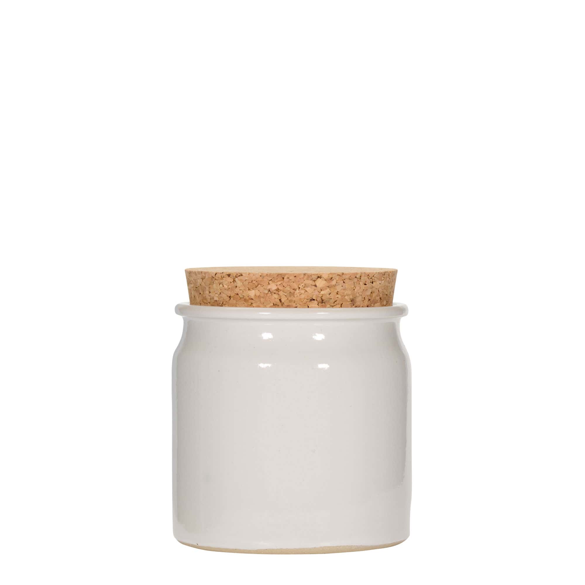 160 ml stengodskruka, keramik, vit, mynning: kork