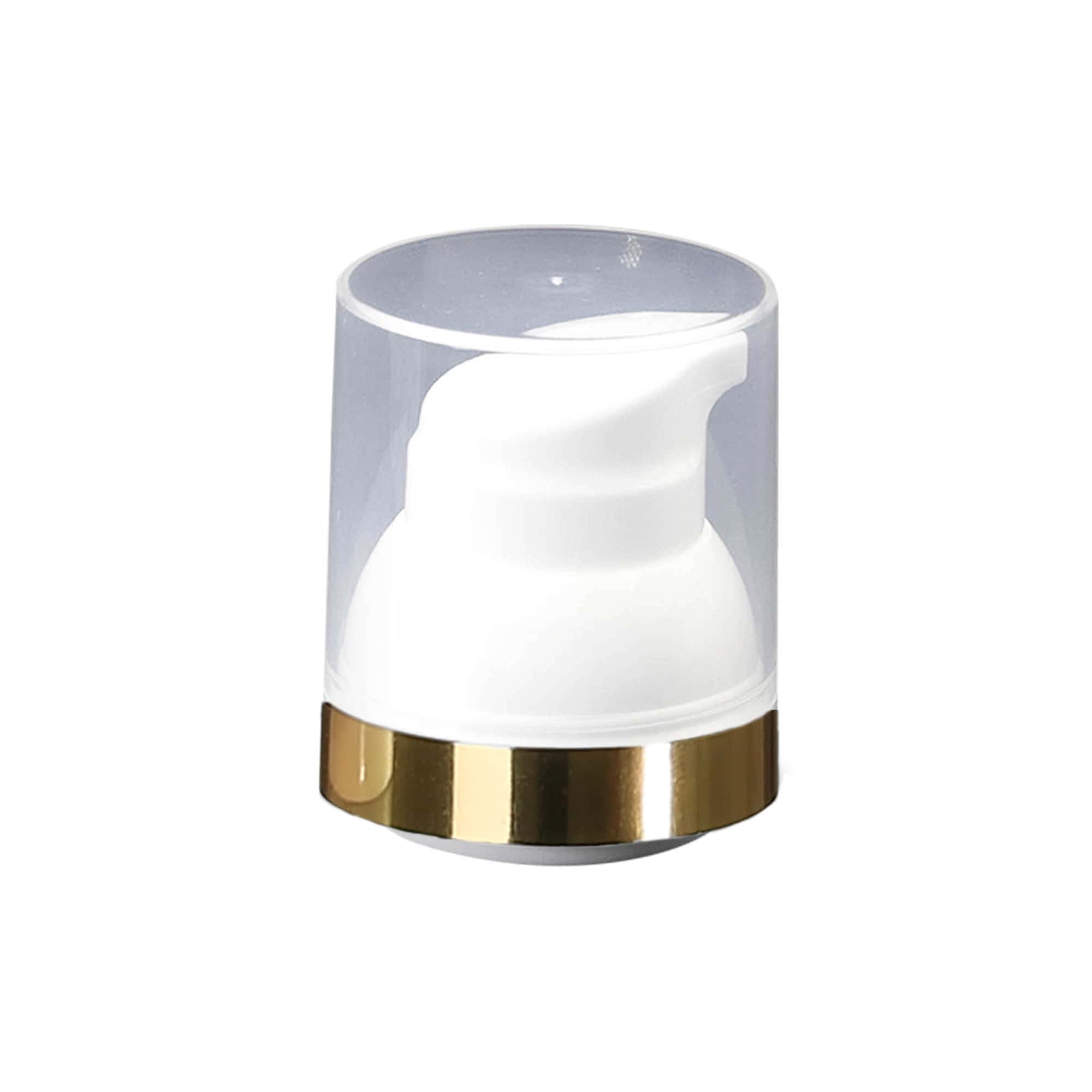 Airless dispenserpump "Mezzo", typ D, PP-plast, vit med guldkant och klar kåpa