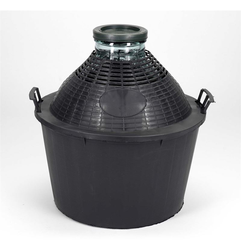34 l ballongflaska bred hals, glas, mynning: snäpplock