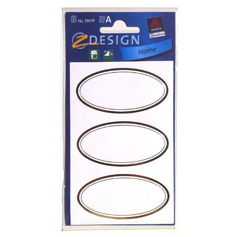 Zweckform Etiketter 'Gyllene Ram', oval, papper, vit-guld