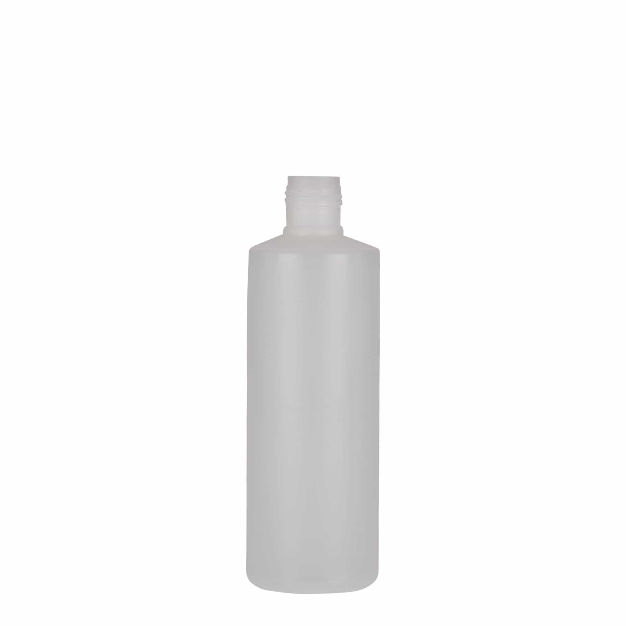 200 ml rund flaska, PE-plast, natur, öppning: skruvlock