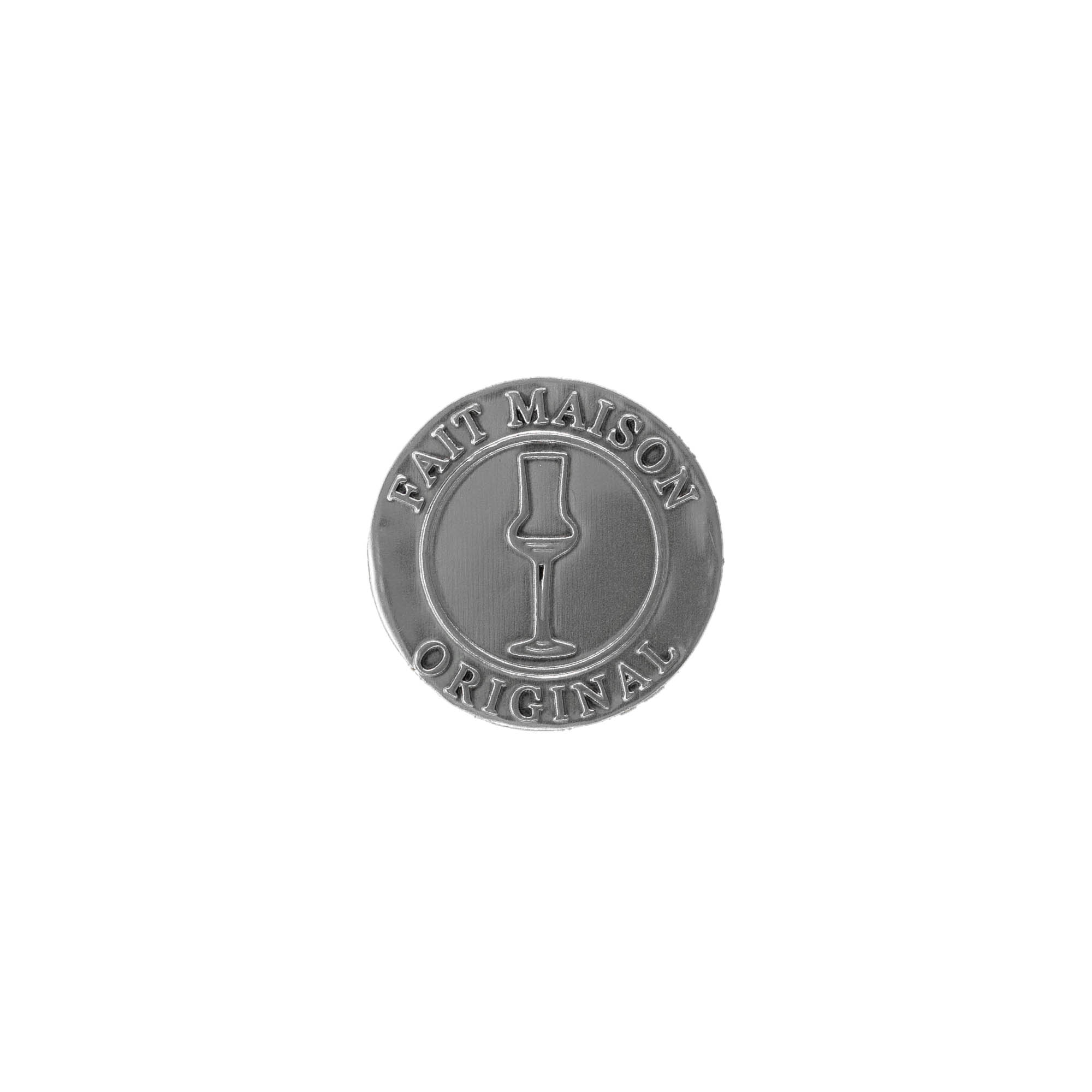 Tennetikett 'Fait Maison', rund, metall, silver