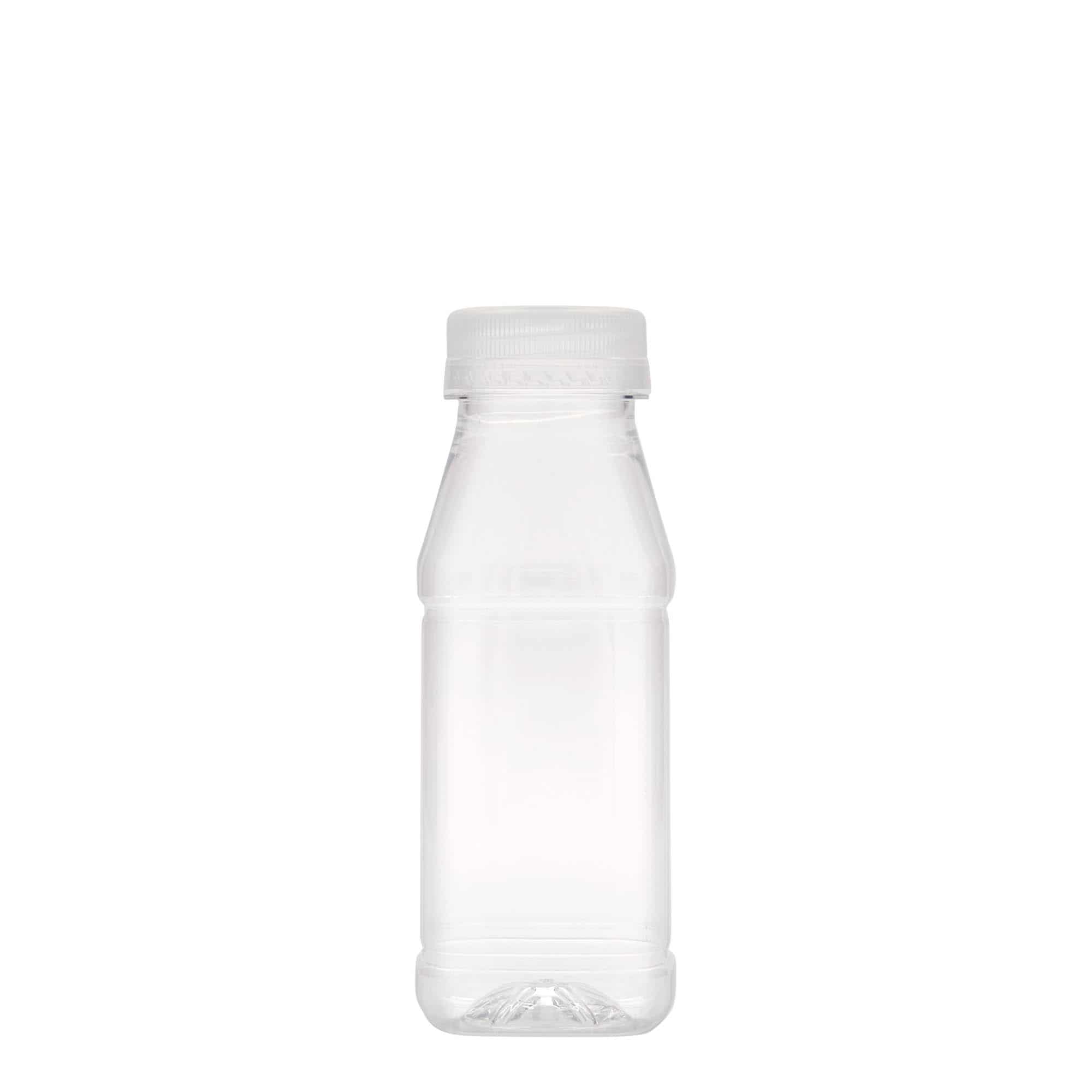 250 ml PET-flaska 'Milk and Juice Carré', kvadratisk, plast, mynning: 38 mm