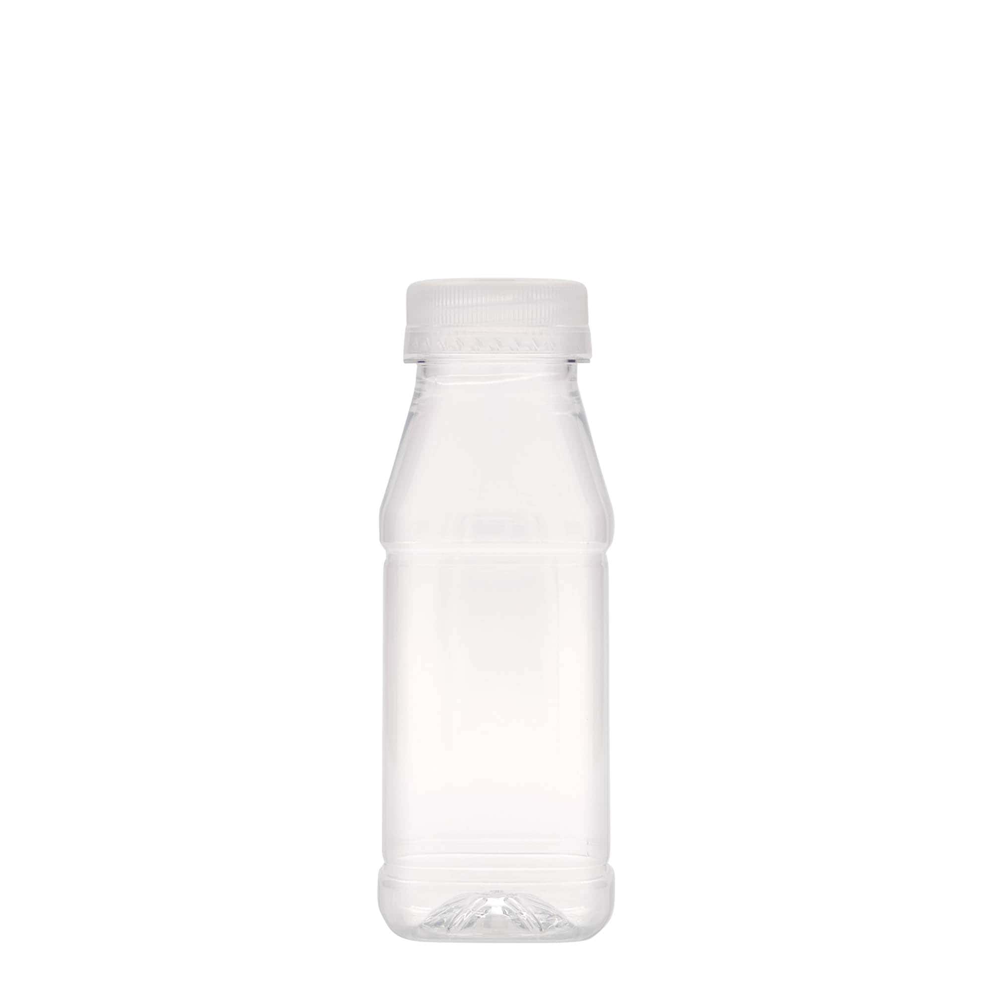 250 ml PET-flaska 'Milk and Juice Carré', kvadratisk, plast, öppning: 38 mm