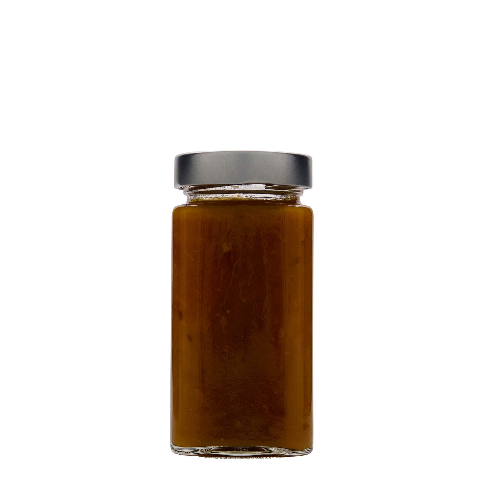 314 ml fyrkantigt glas 'Funny', öppning: Deep-Twist-Off (DTO 58)
