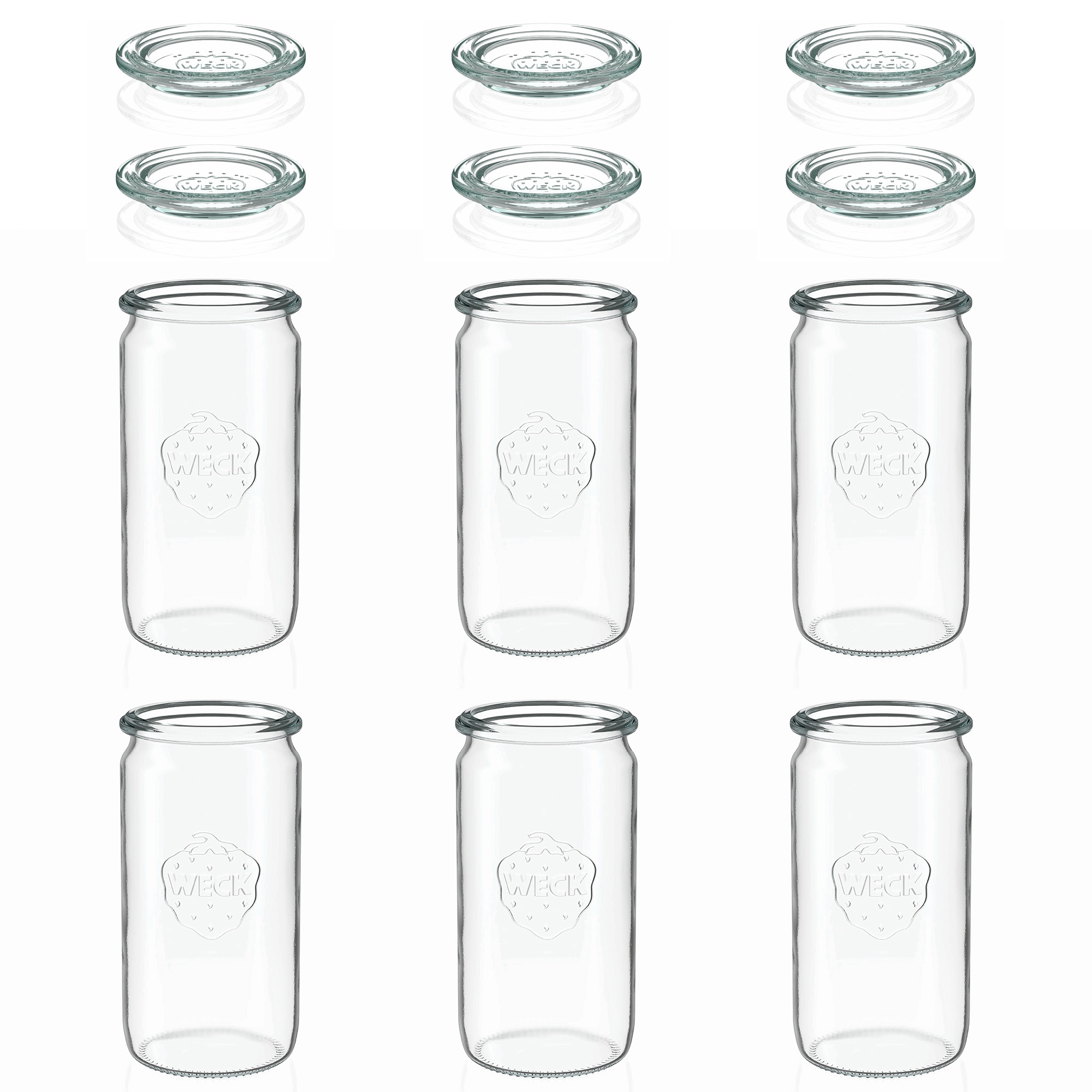 6x 340 ml WECK-cylinderglas med glaslock RR 60