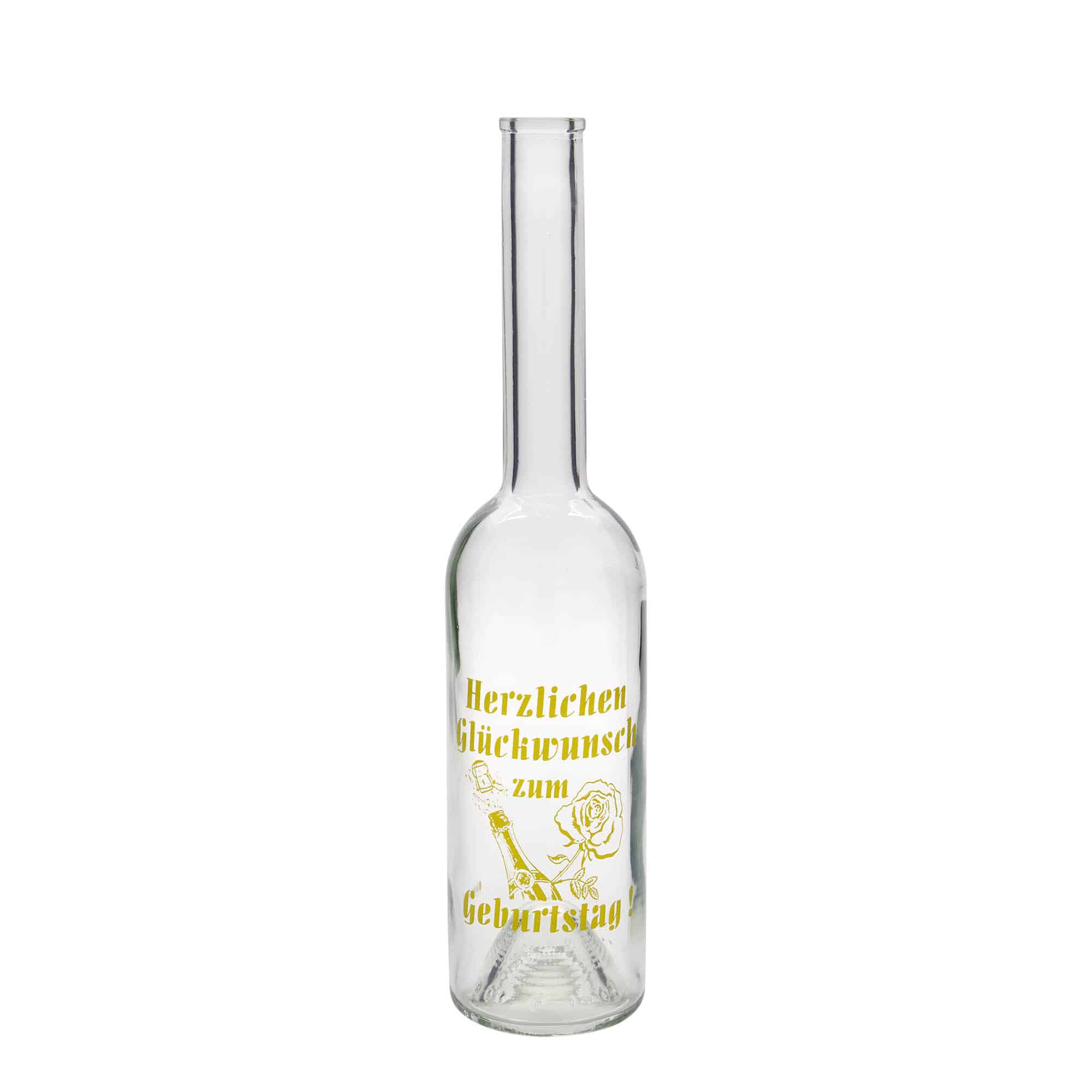 500 ml glasflaska 'Opera', motiv: Födelsedagsflaska, mynning: kork 500 ml glasflaska 'Opera', motiv: Födelsedagsflaska, mynning: kork