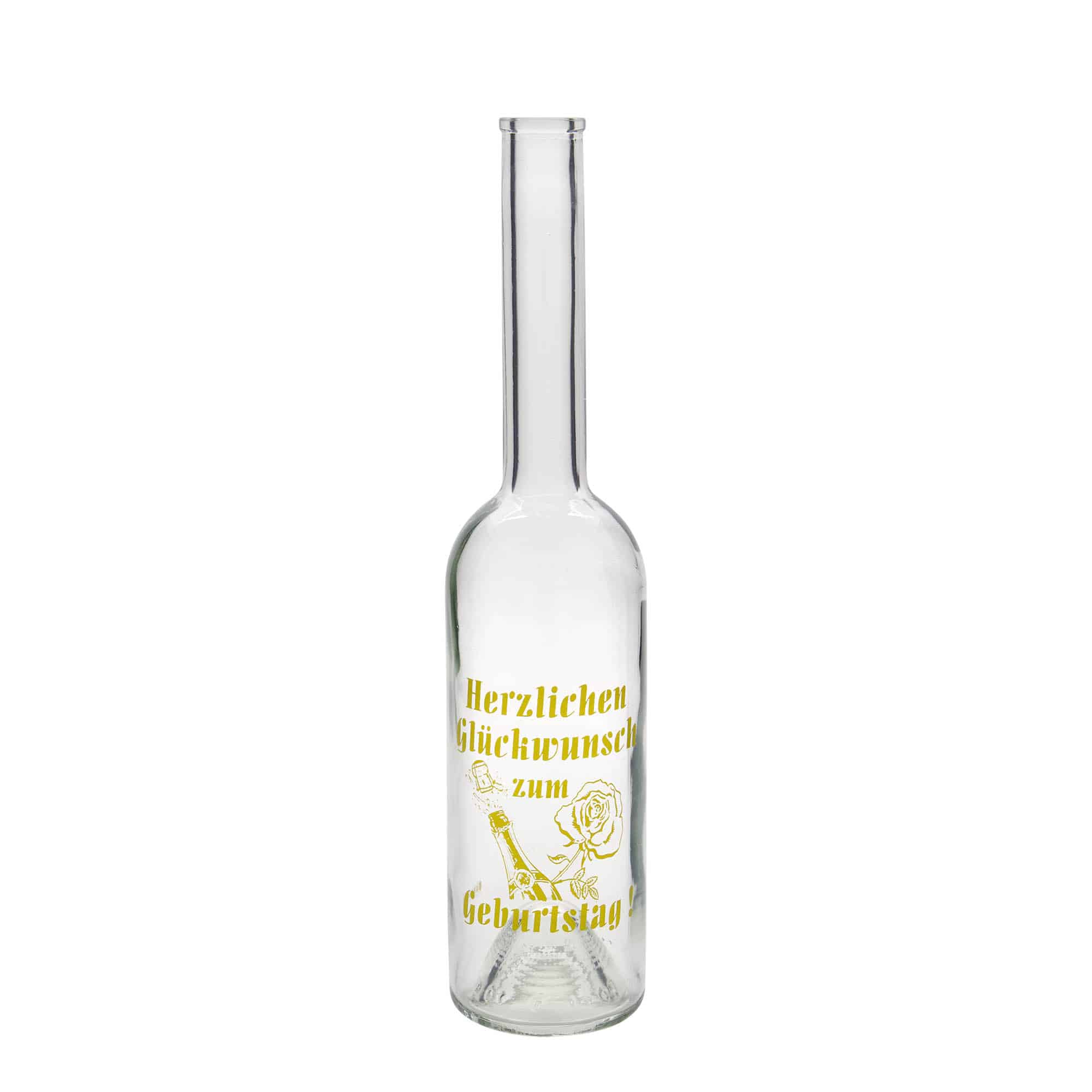 500 ml glasflaska 'Opera', motiv: födelsedagsflaska, mynning: kork