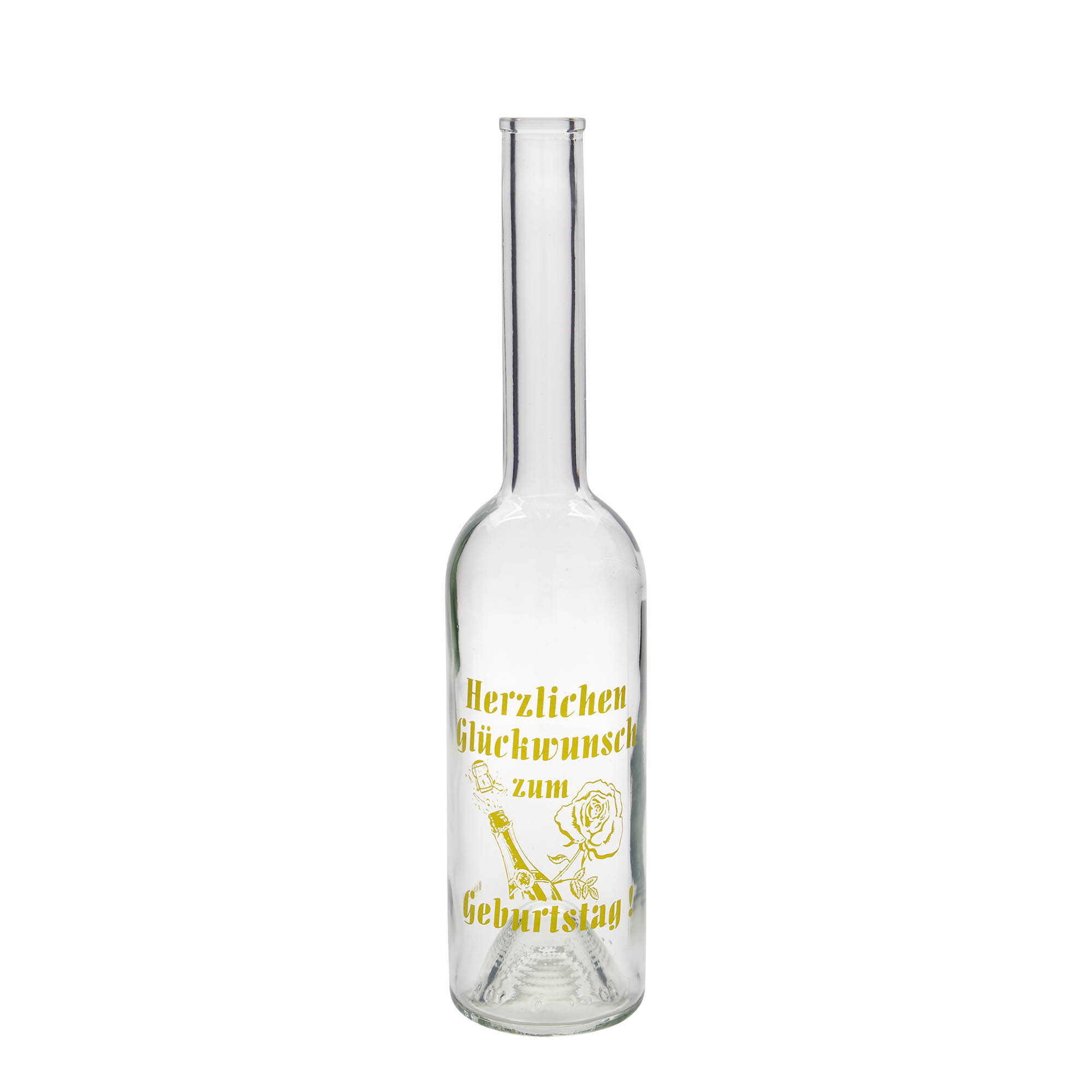 500 ml glasflaska 'Opera', motiv: födelsedagsflaska, mynning: kork 500 ml glasflaska 'Opera', motiv: födelsedagsflaska, mynning: kork
