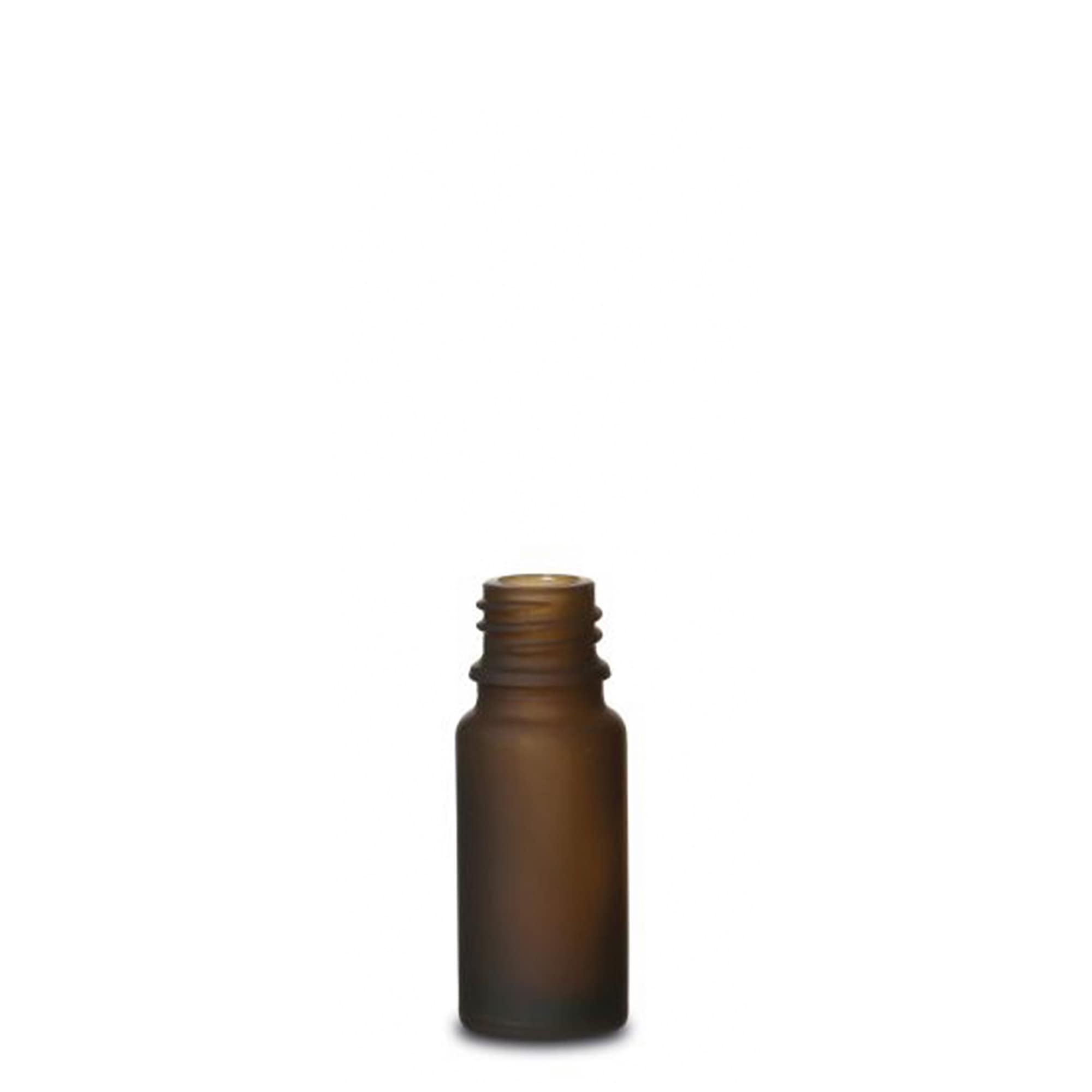 10 ml medicinflaska, glas, brunt frostat, mynning: DIN 18