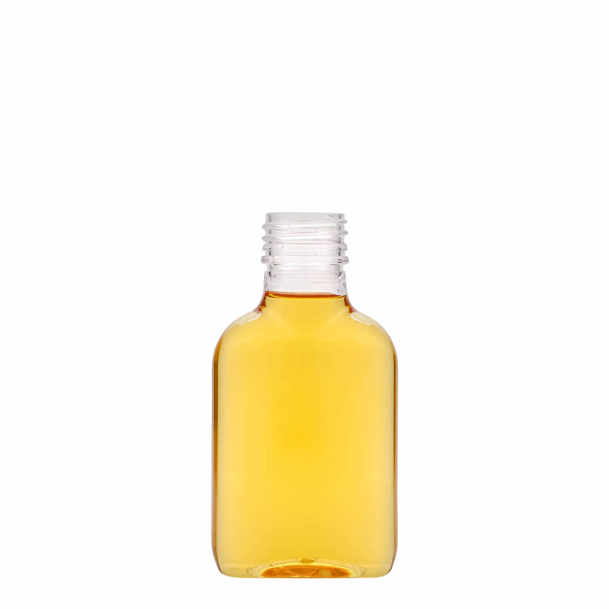 100 ml fickplunta, oval, PET-plast, mynning: PP 28
