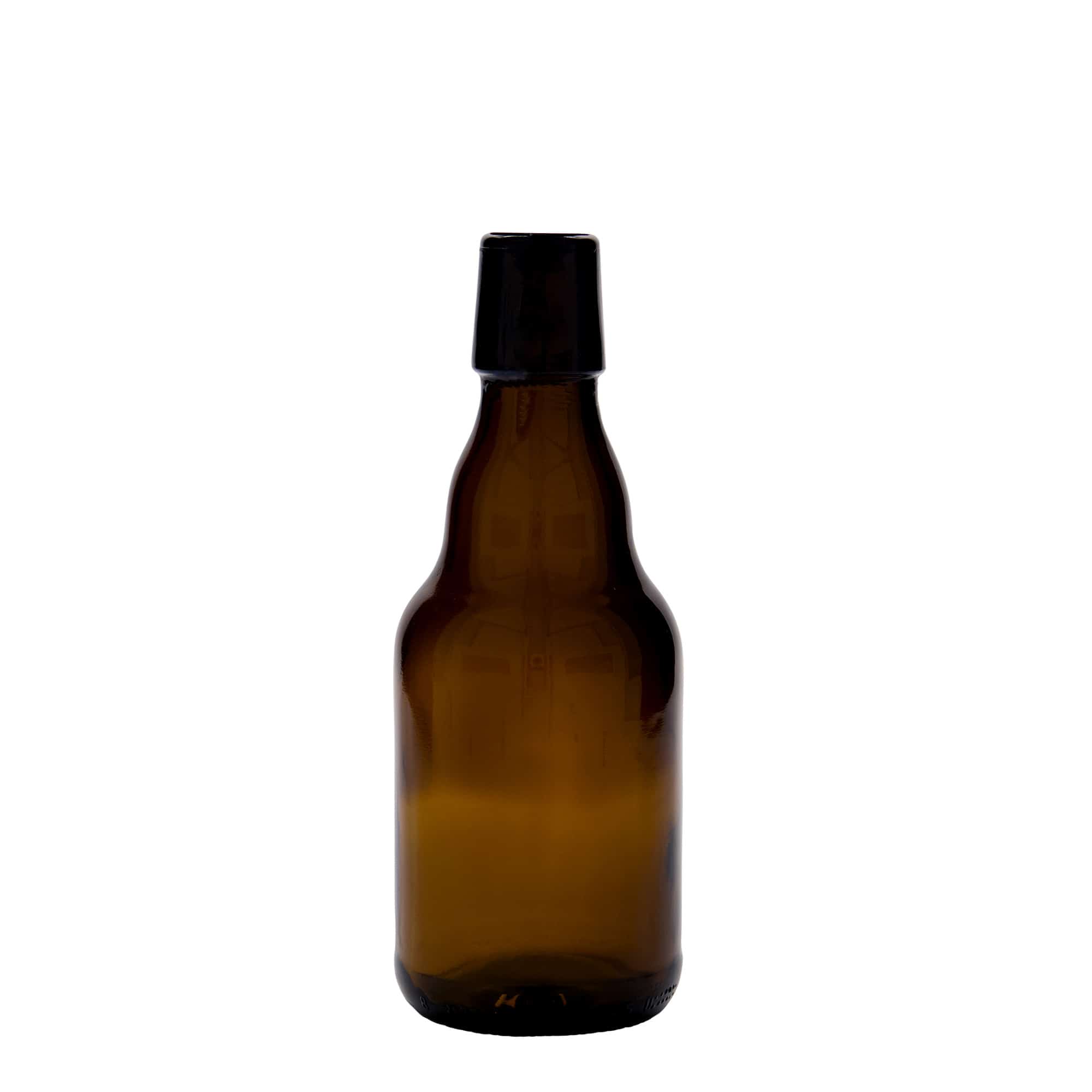 330 ml ölflaska 'Steinie', glas, brun, mynning: patentkork