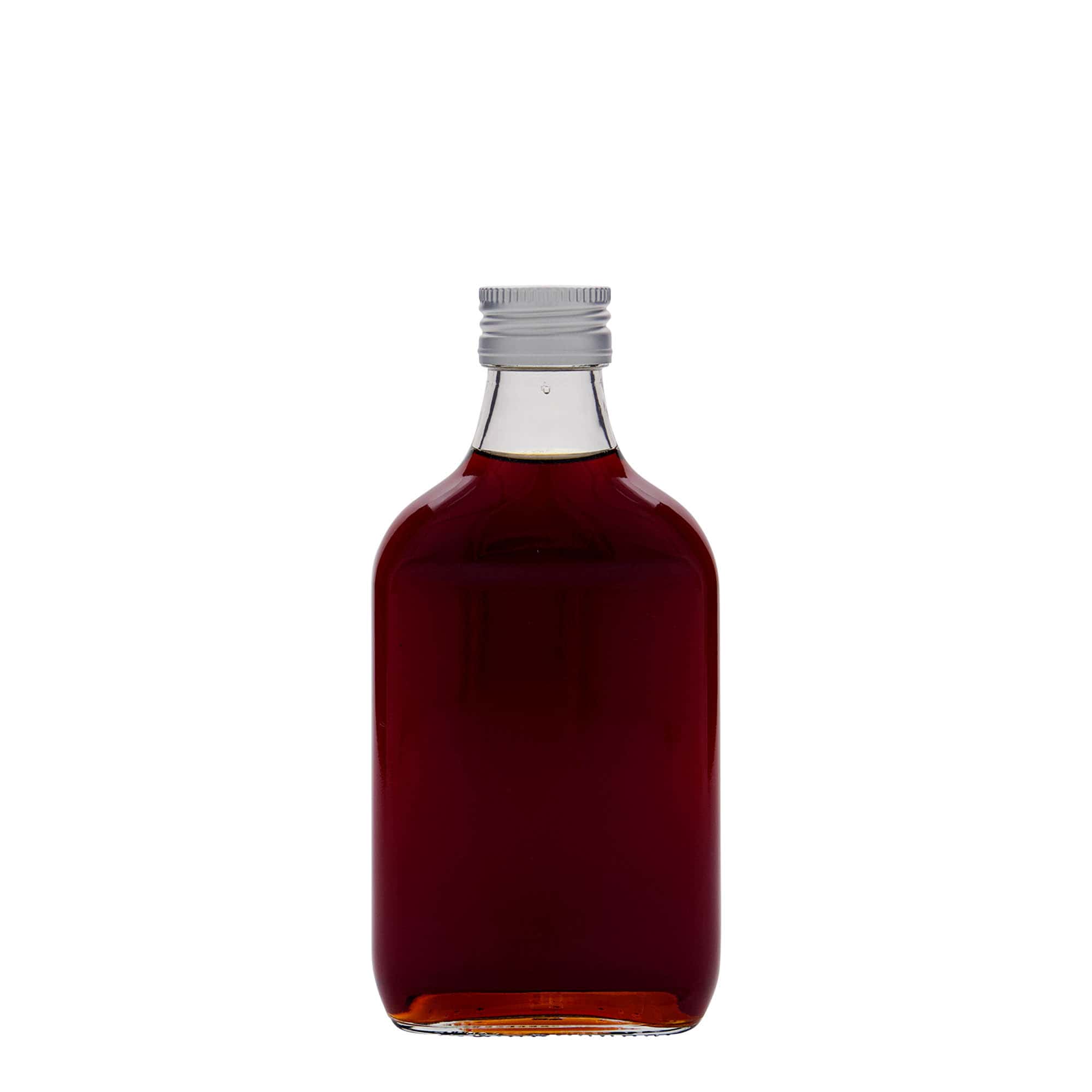 200 ml fickflaska, rektangulär, glas, öppning: PP 28