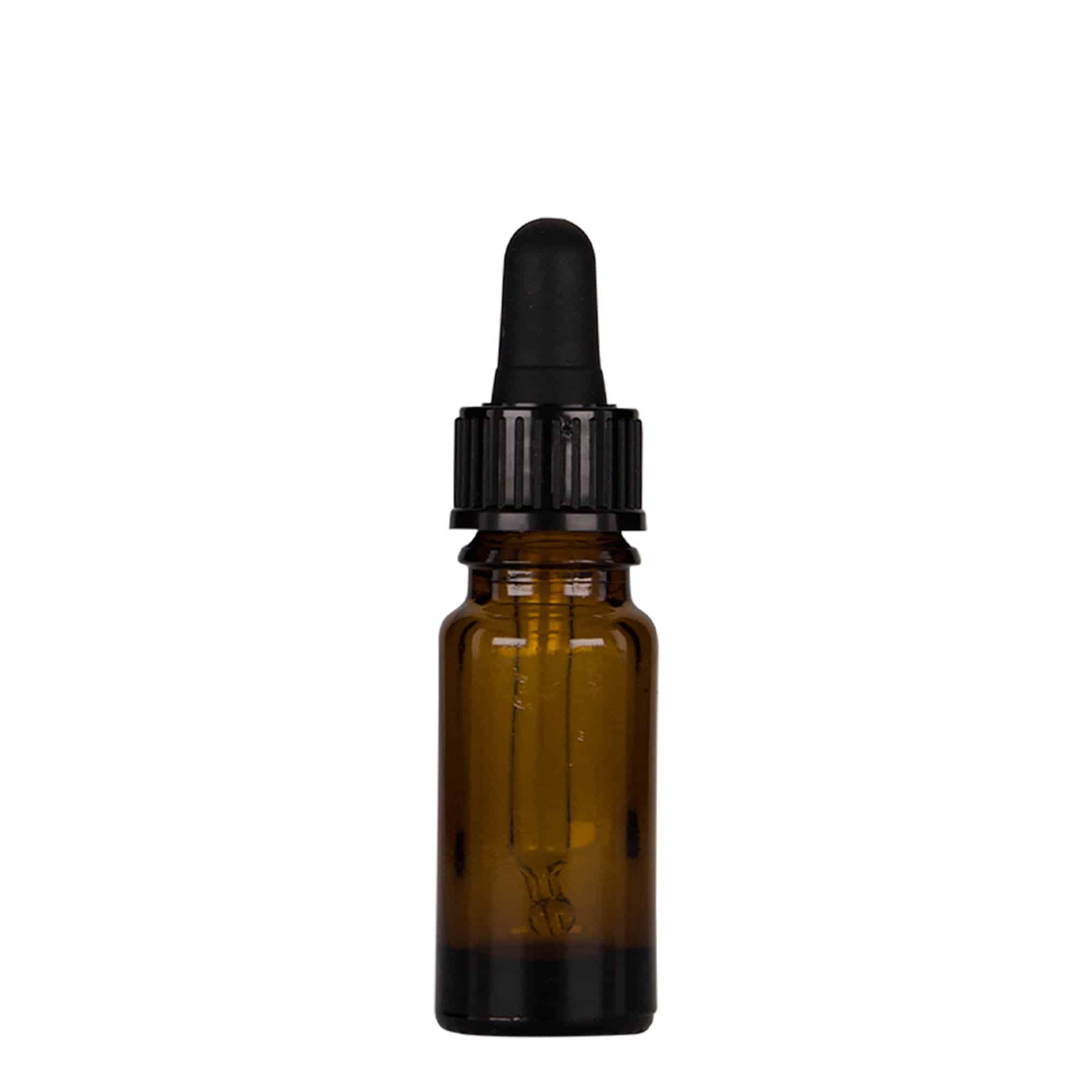 10 ml flaska med pipett, medicin, glas, brun-svart, mynning: DIN 18 10 ml flaska med pipett, medicin, glas, brun-svart, mynning: DIN 18