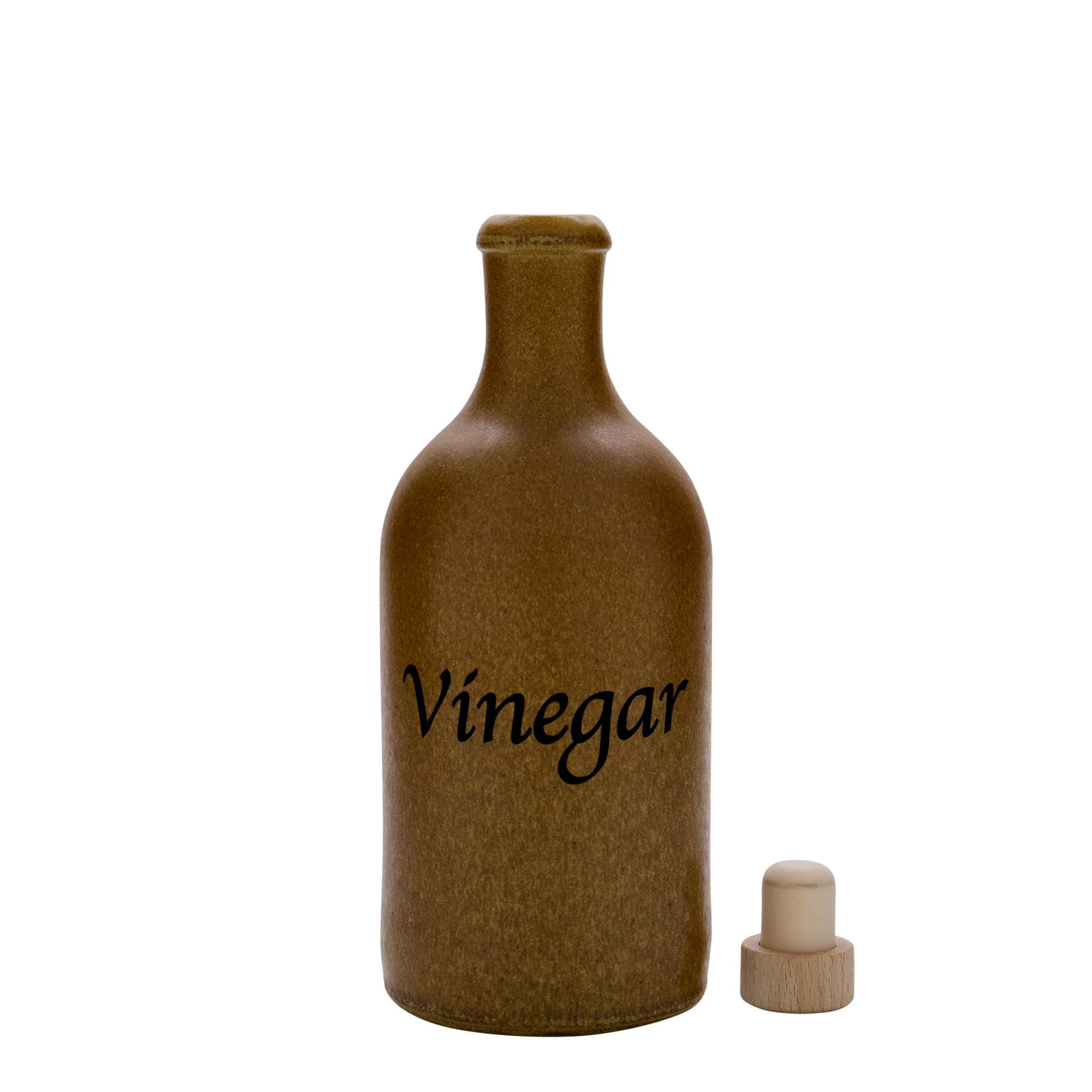 500 ml tonkrus, motiv: vinäger, stengods, brun-kristall, mynning: kork