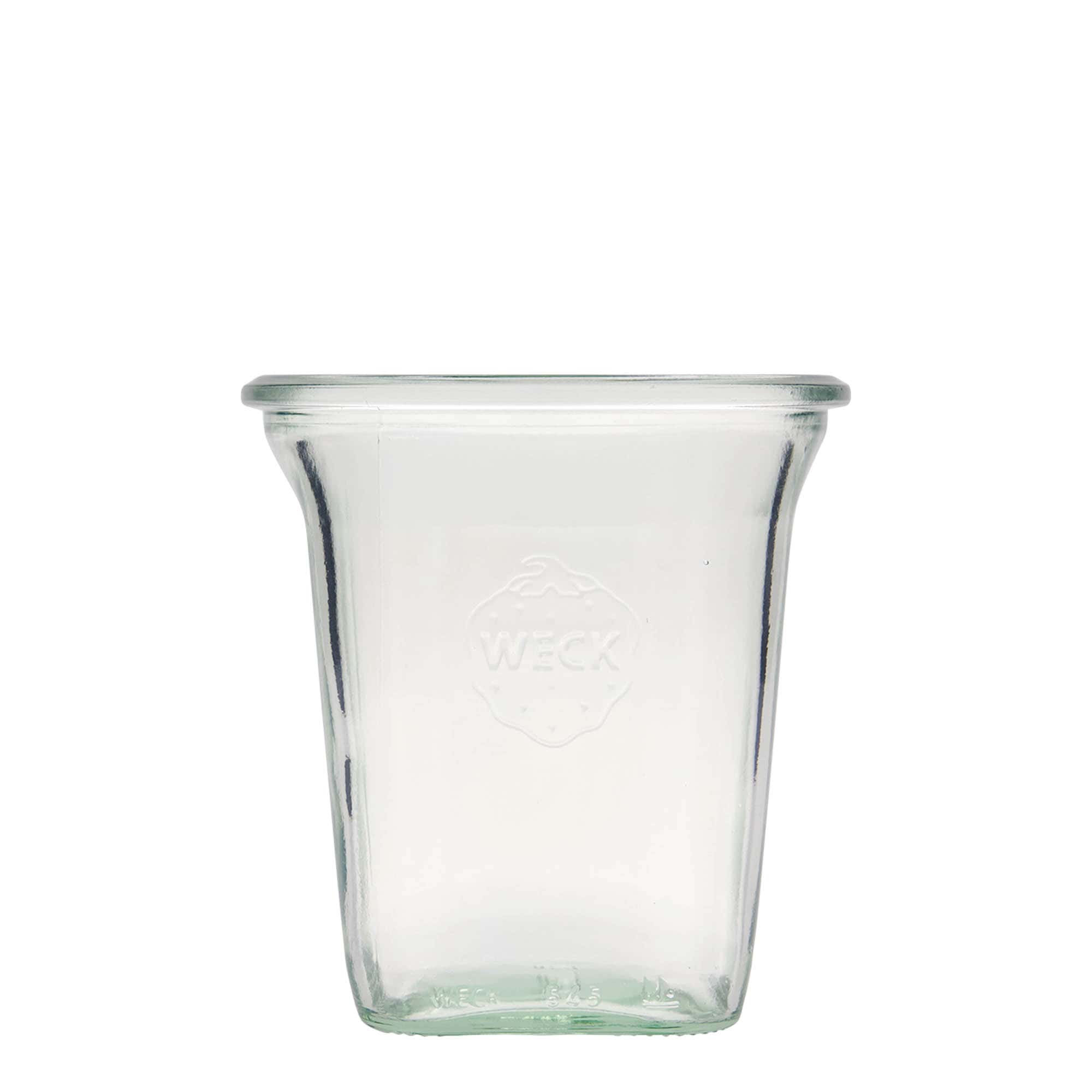 545 ml WECK-quadroglas, kvadratisk, plast, mynning: rund kant
