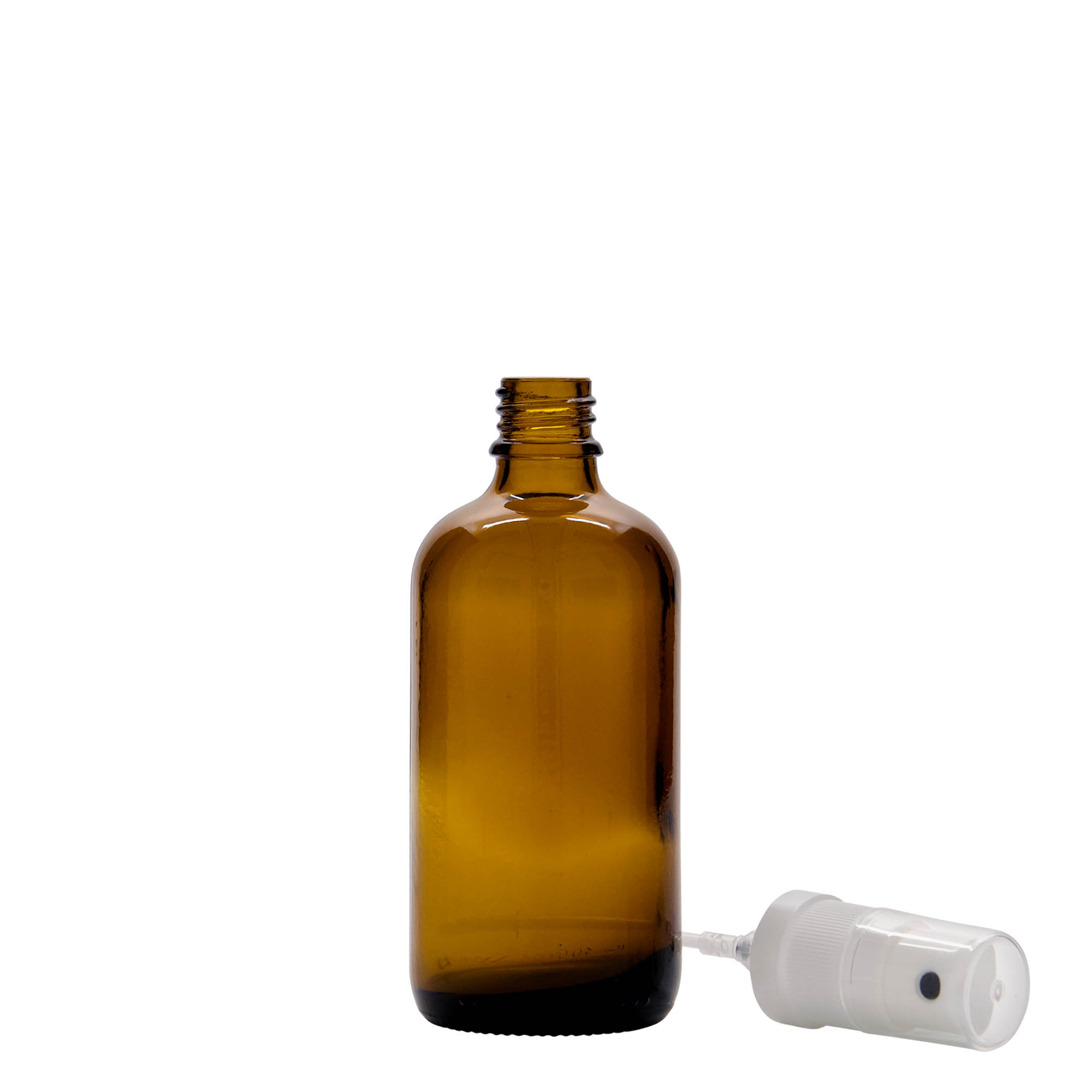 100 ml sprayflaska medicin, glas, brun, öppning: DIN 18