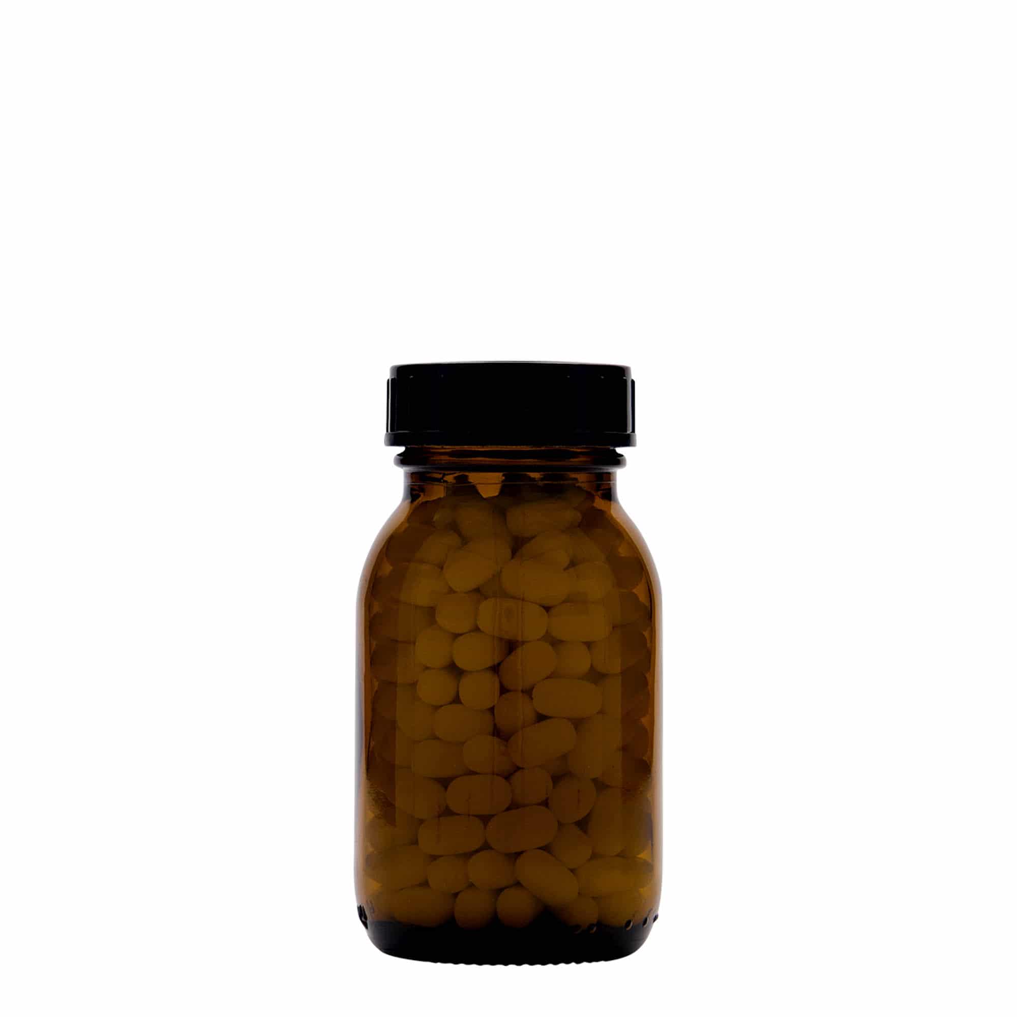 125 ml vid halsglas, brun, öppning: DIN 40