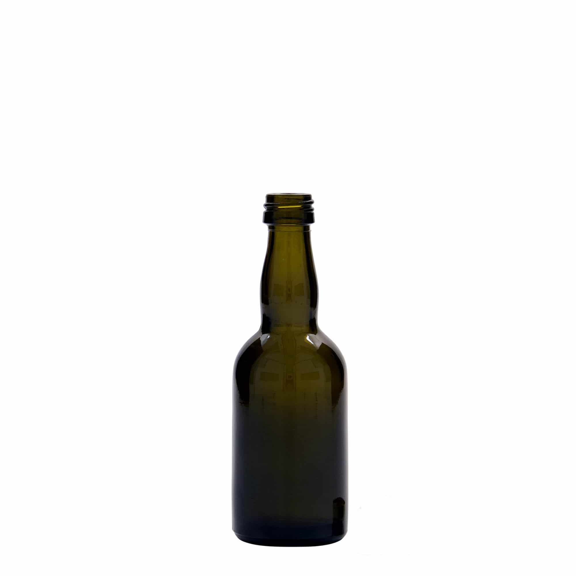 50 ml glasflaska 'Proba', antikgrön, mynning: PP 18