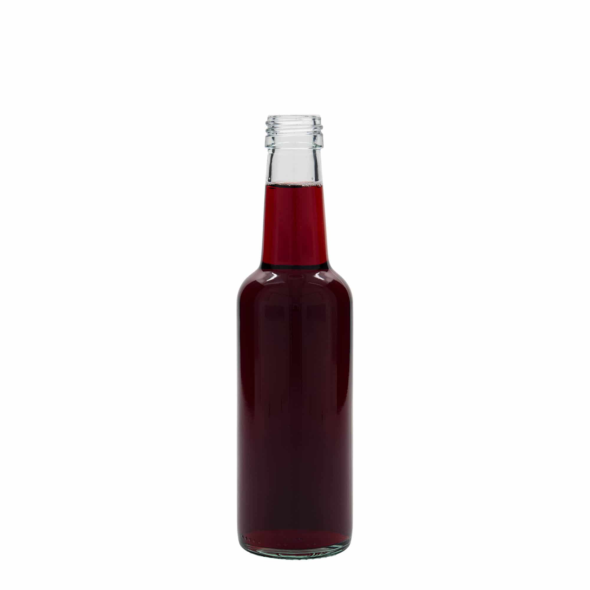 250 ml glasflaska med rak hals, öppning: PP 28