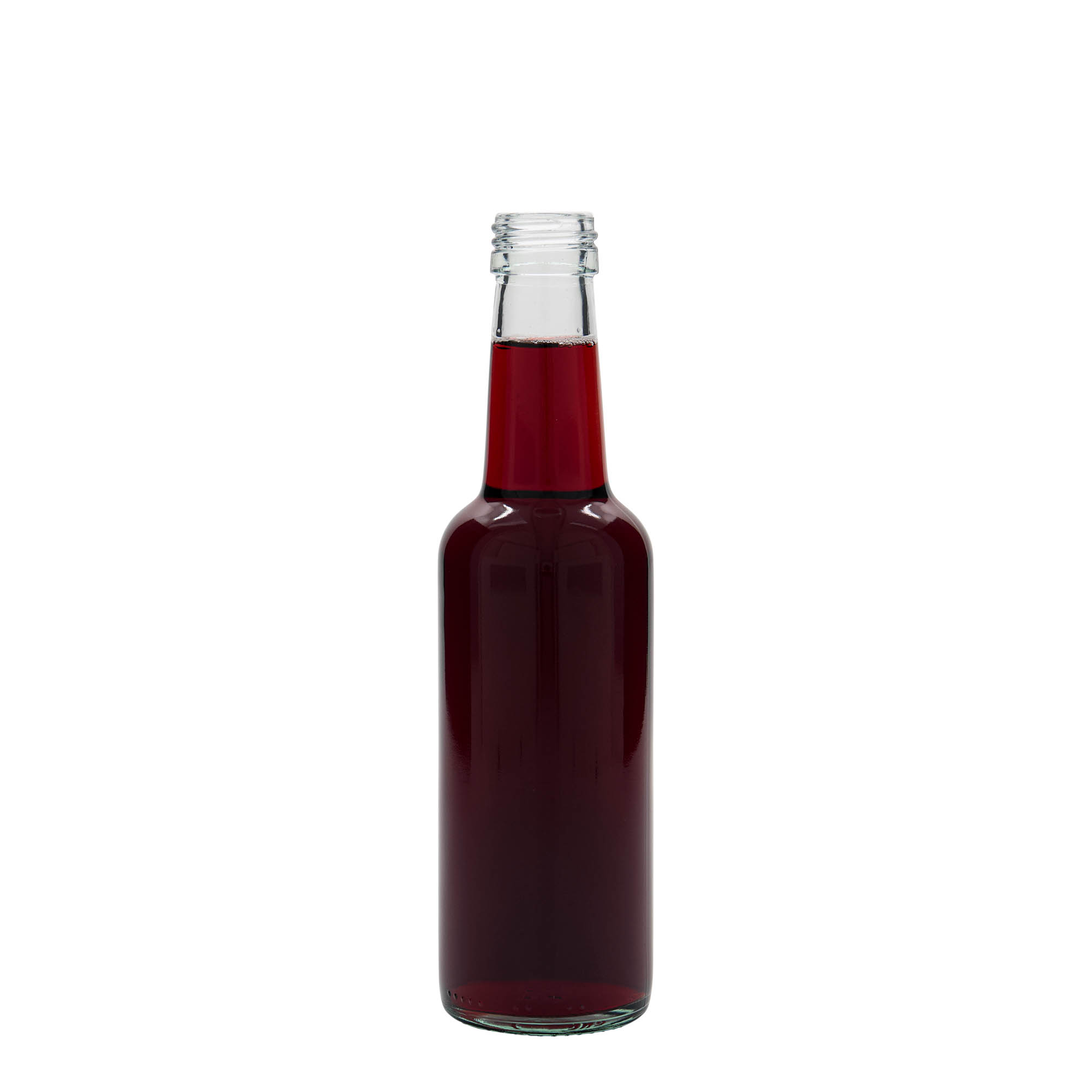 250 ml glasflaska med rak hals, öppning: PP 28 250 ml glasflaska med rak hals, öppning: PP 28