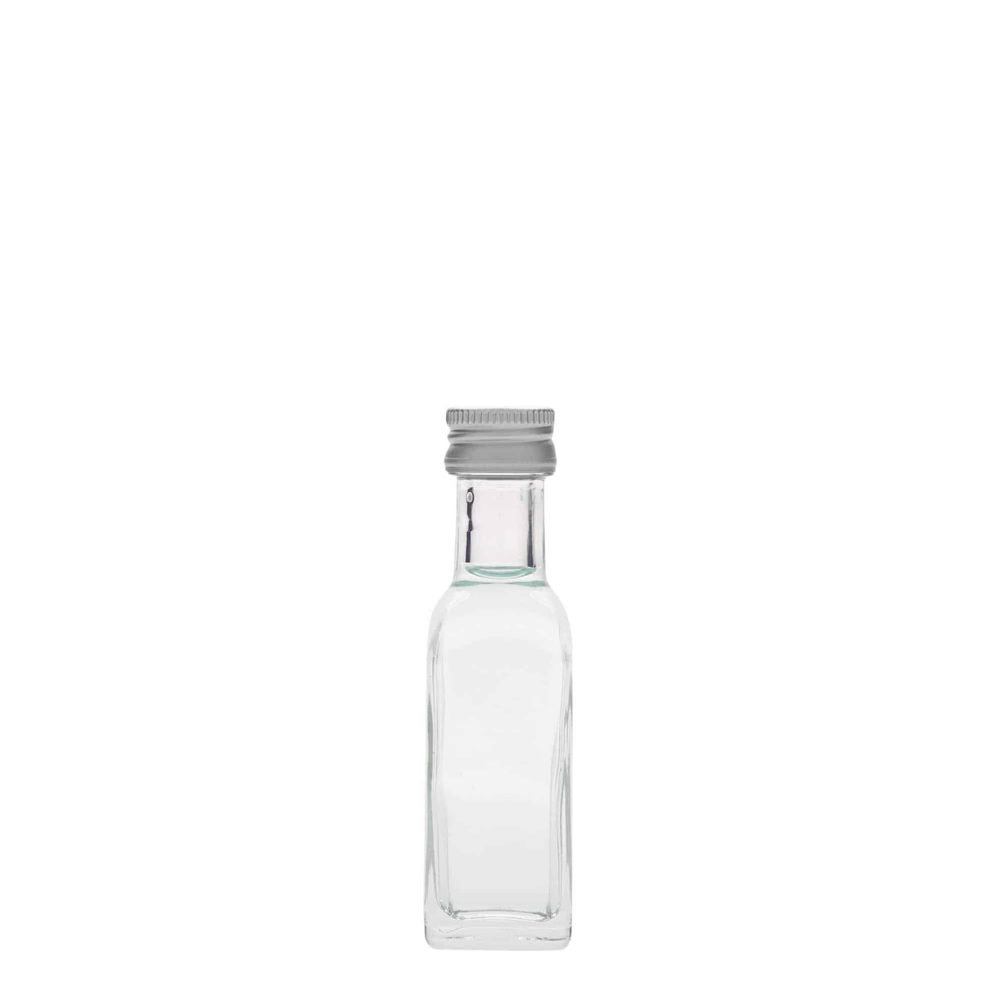 20 ml glasflaska 'Marasca', kvadratisk, mynning: PP 18
