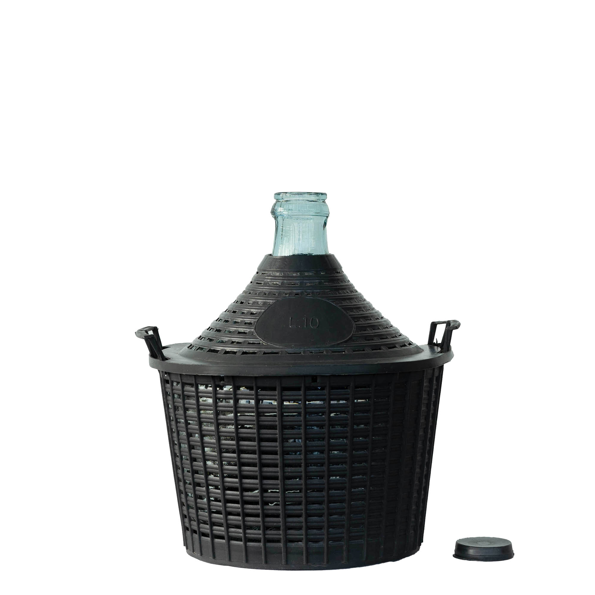 10 l ballongflaska smal hals, glas, mynning: påklämningslock