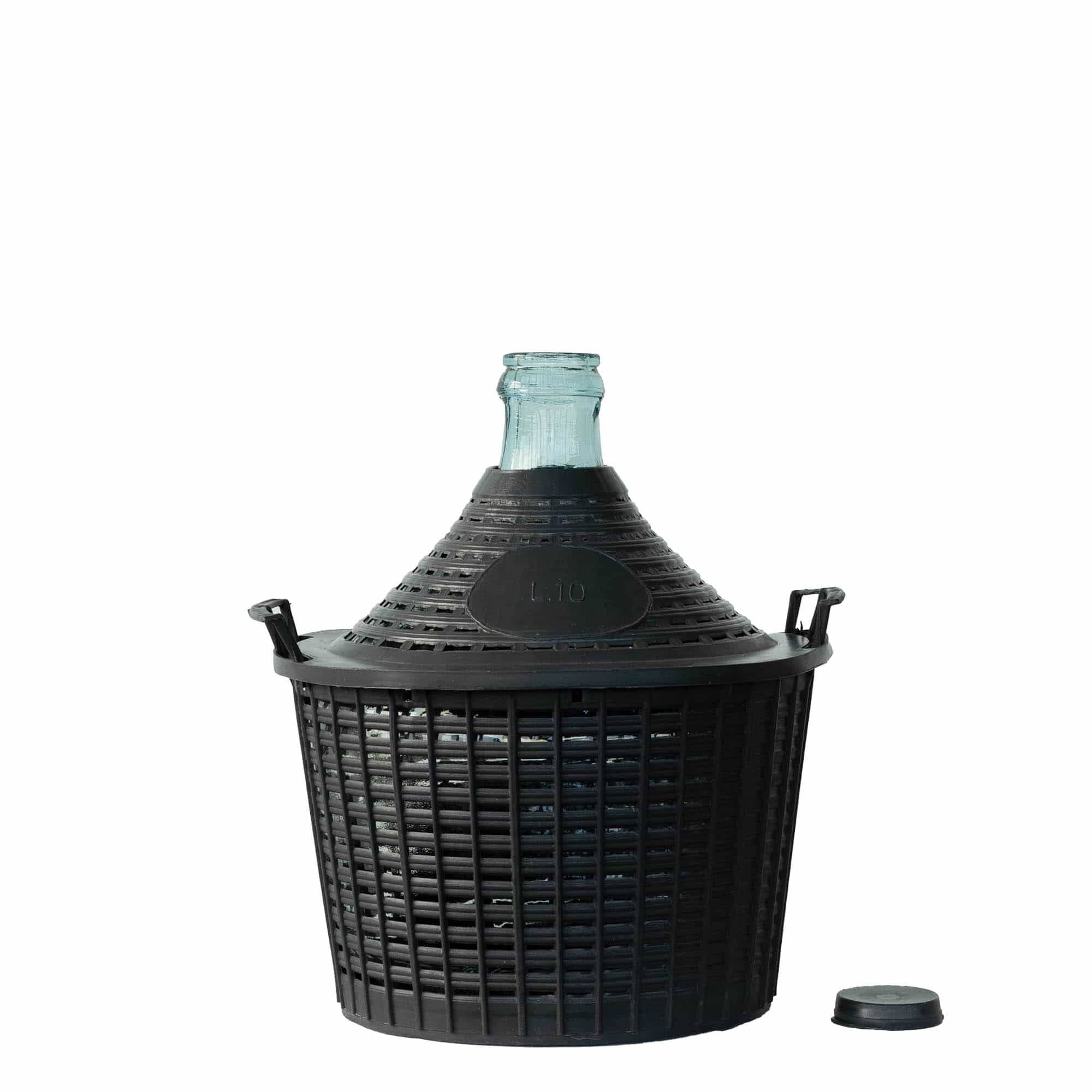 10 l ballongflaska smal hals, glas, mynning: påklämningslock