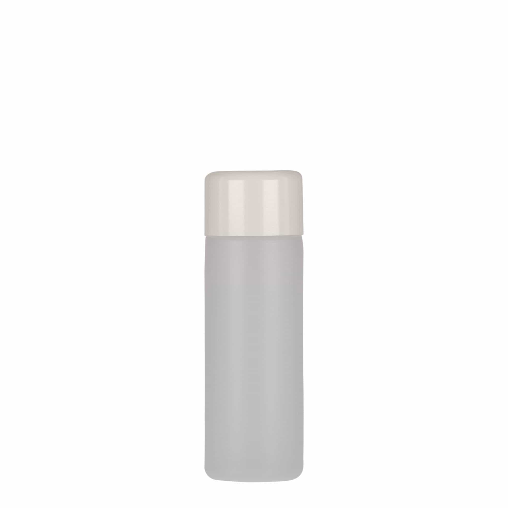 50 ml rund flaska, PE-plast, natur, mynning: skruvlock