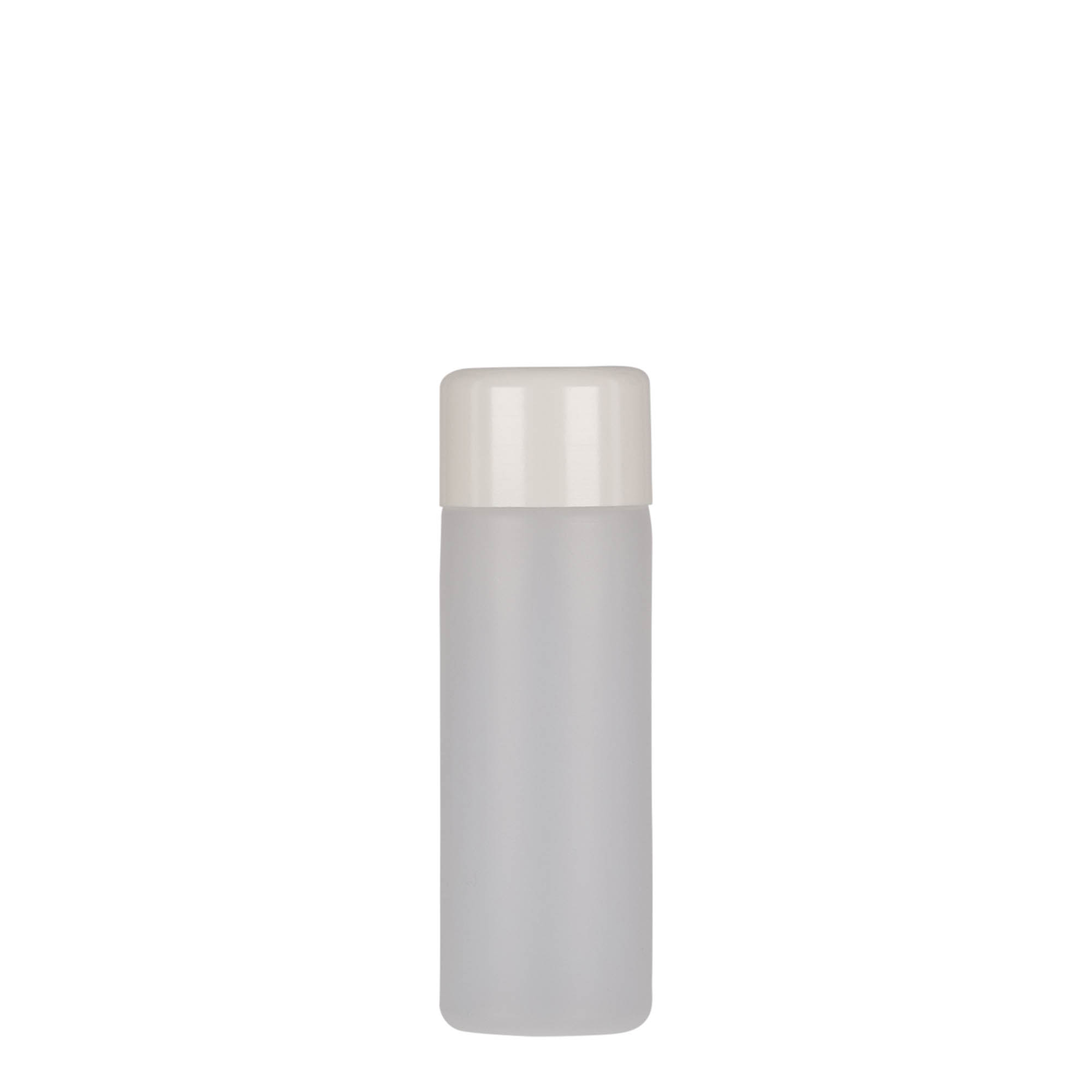 50 ml rund flaska, PE-plast, natur, mynning: skruvlock
