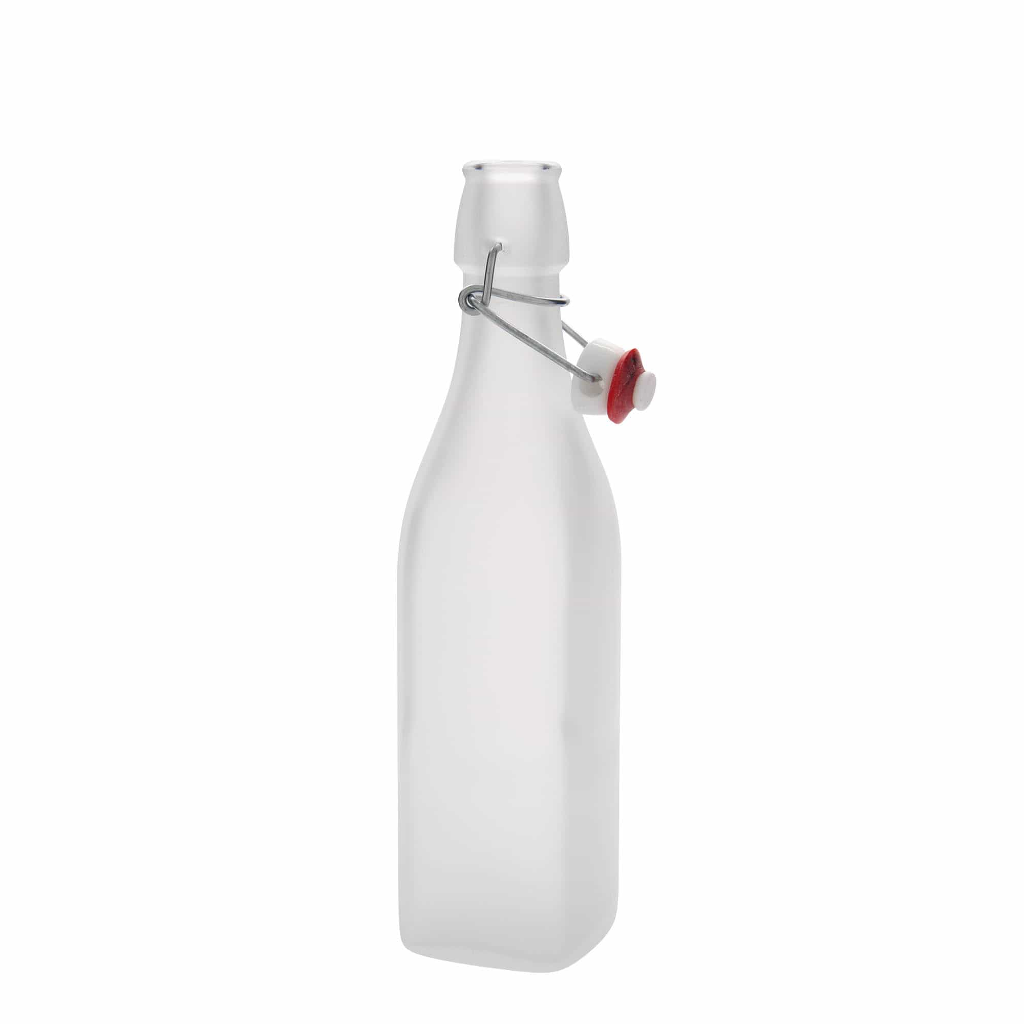 500 ml glasflaska 'Swing, kvadratisk, vit, mynning: bygelstängning'