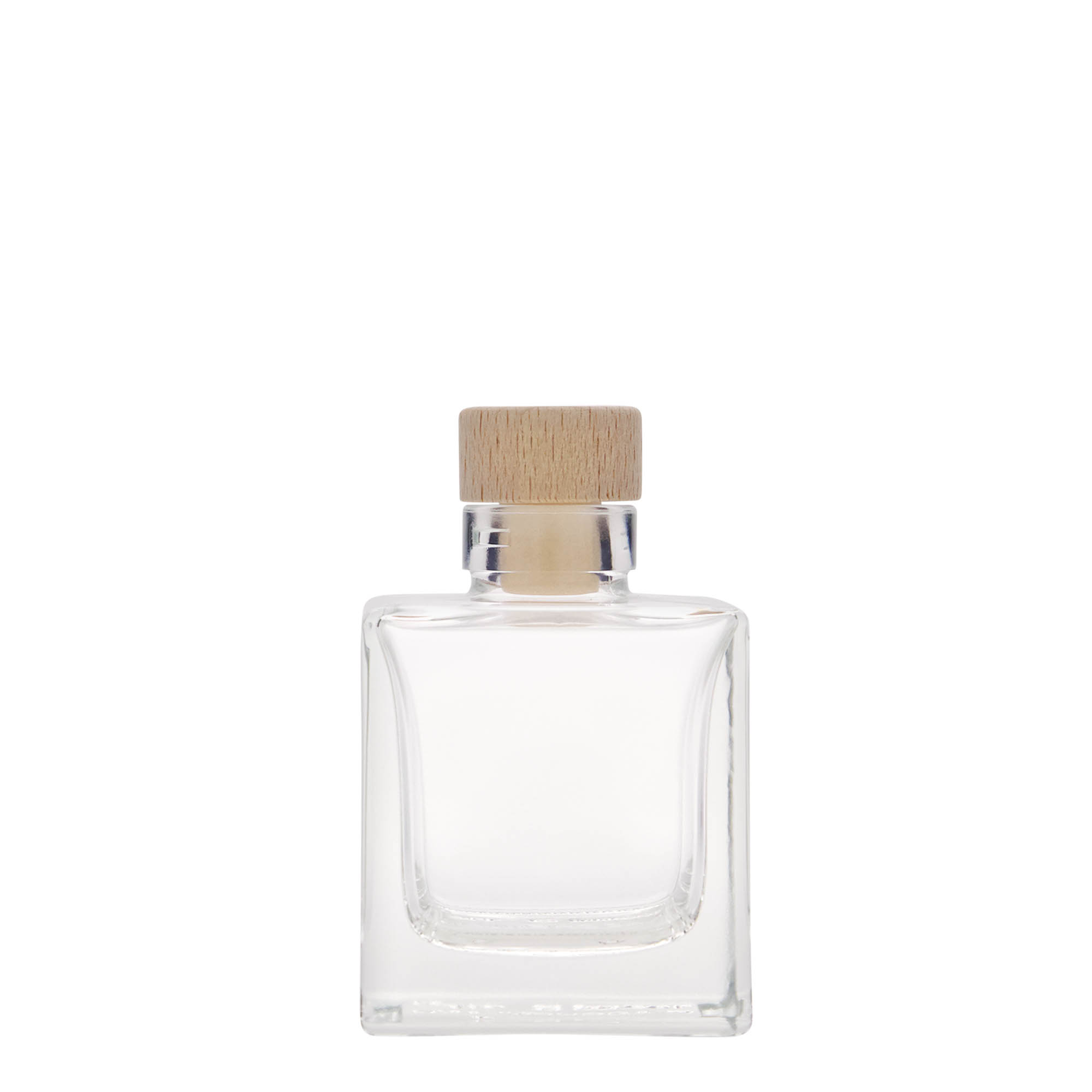 100 ml glasflaska 'Cube', kvadratisk, mynning: kork