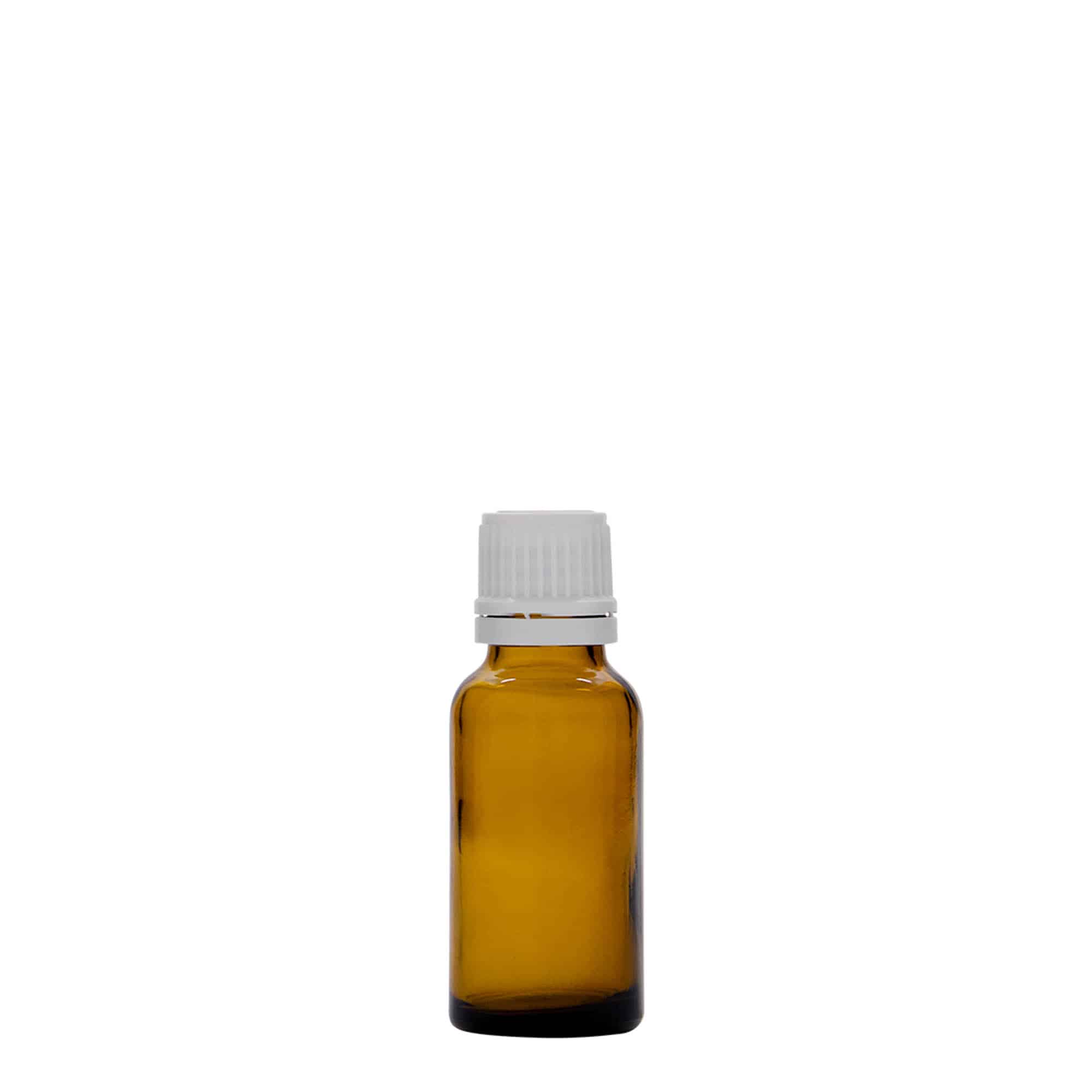20 ml medicinflaska, brunt glas, mynning: DIN 18