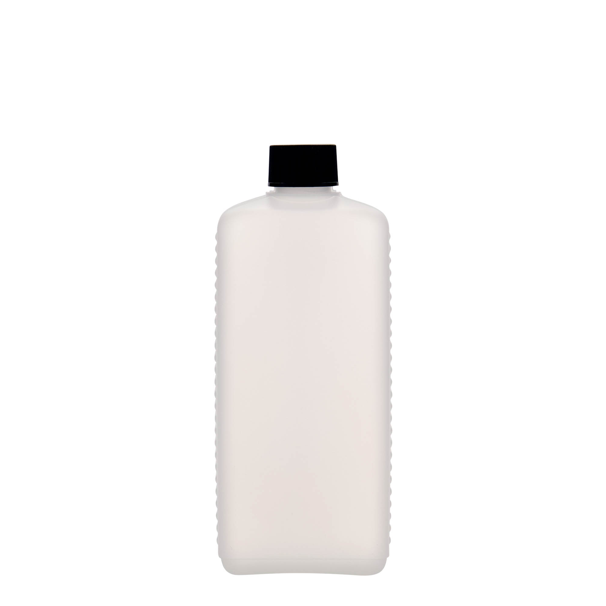 500 ml dunkflaska, rektangulär, HDPE-plast, natur, öppning: DIN 25 EPE