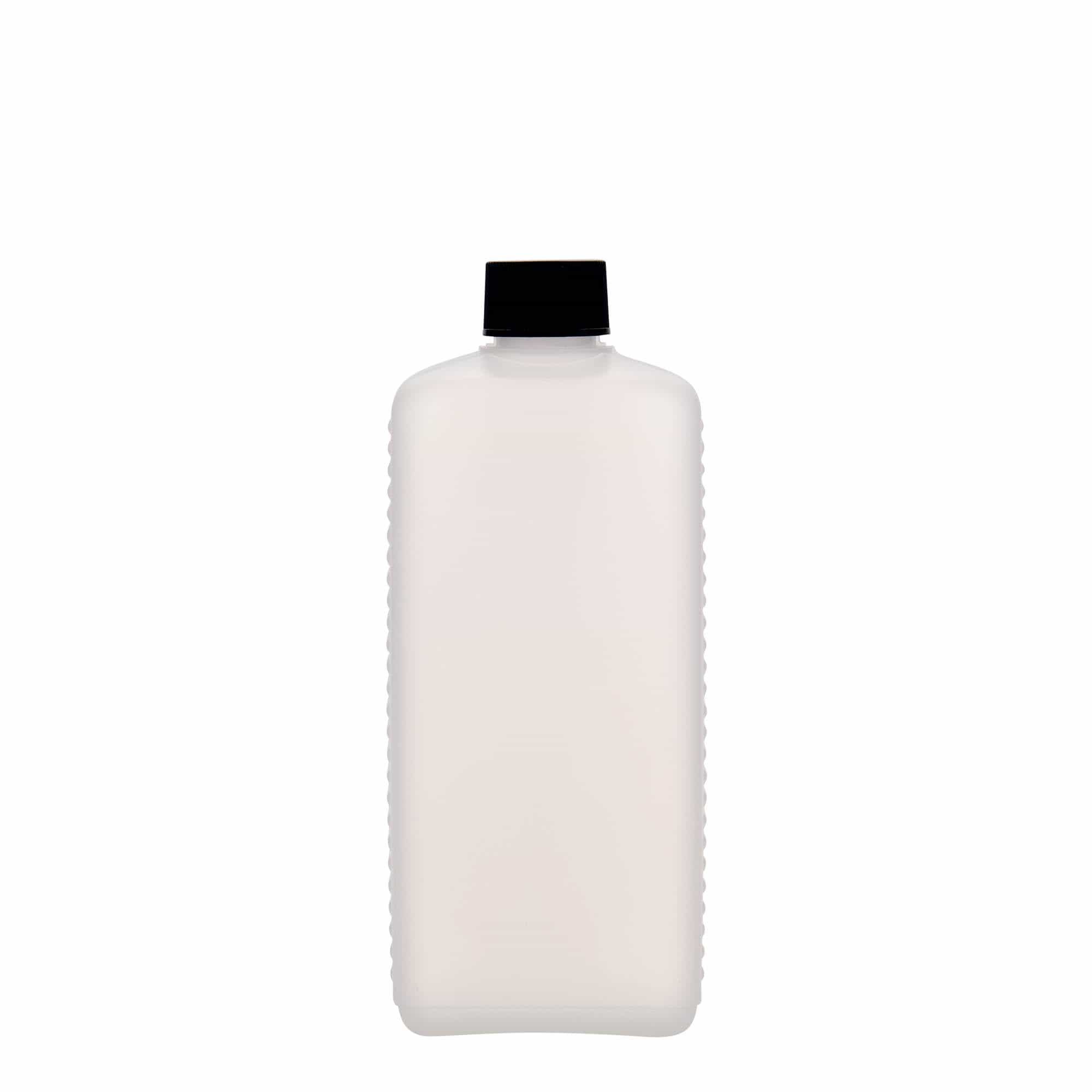 500 ml dunkflaska, rektangulär, HDPE-plast, natur, öppning: DIN 25 EPE