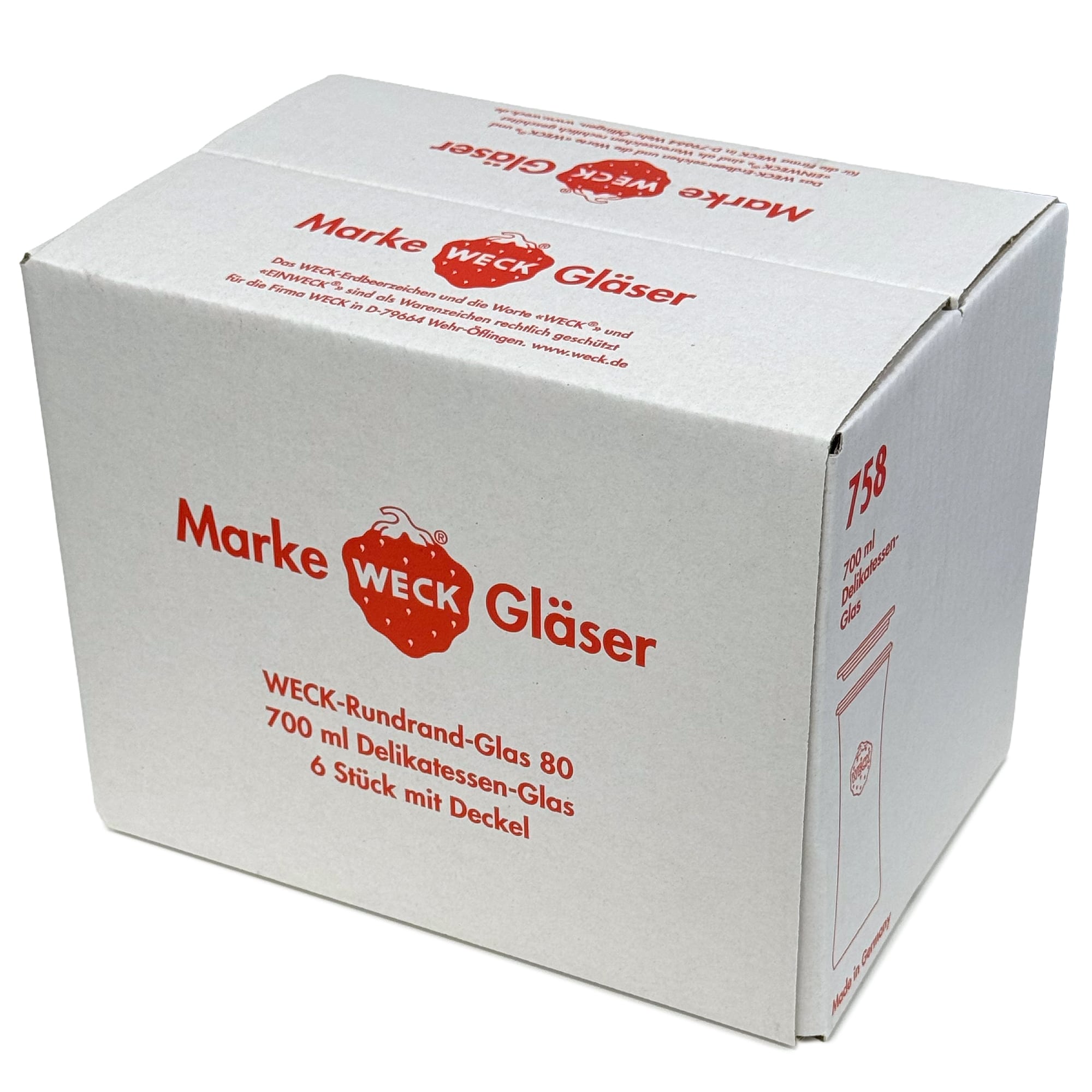 6x 730 ml WECK-gourmetglas med glaslock RR 80