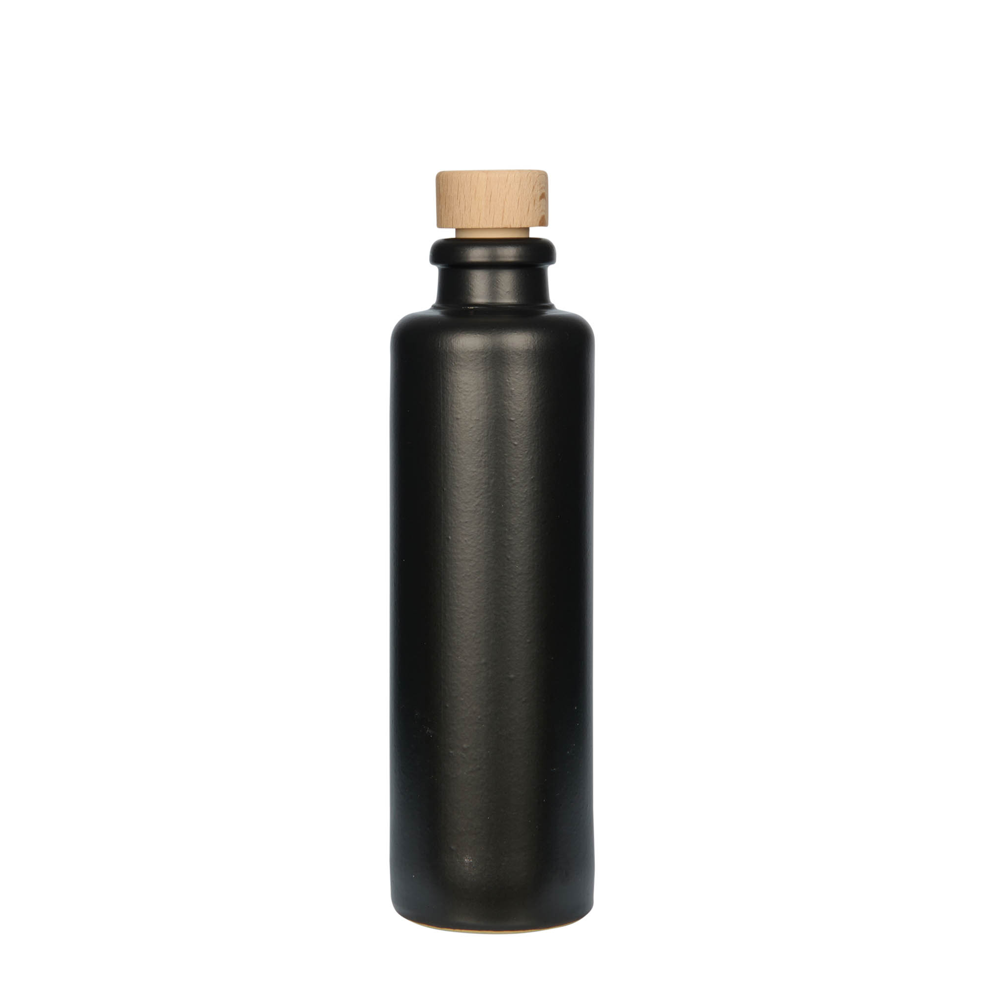 200 ml lerkrus, stengods, svart, öppning: kork