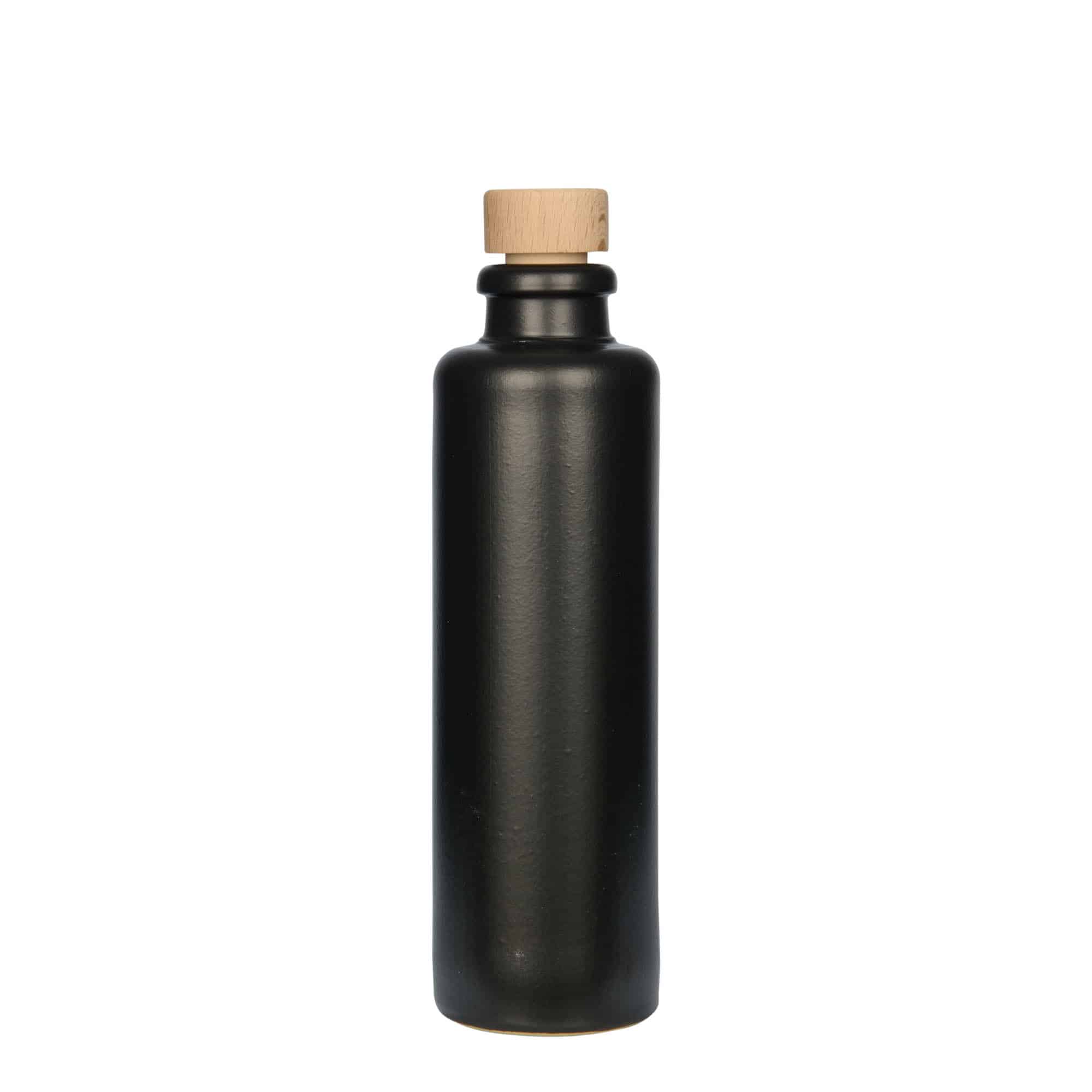 200 ml lerkrus, stengods, svart, öppning: kork
