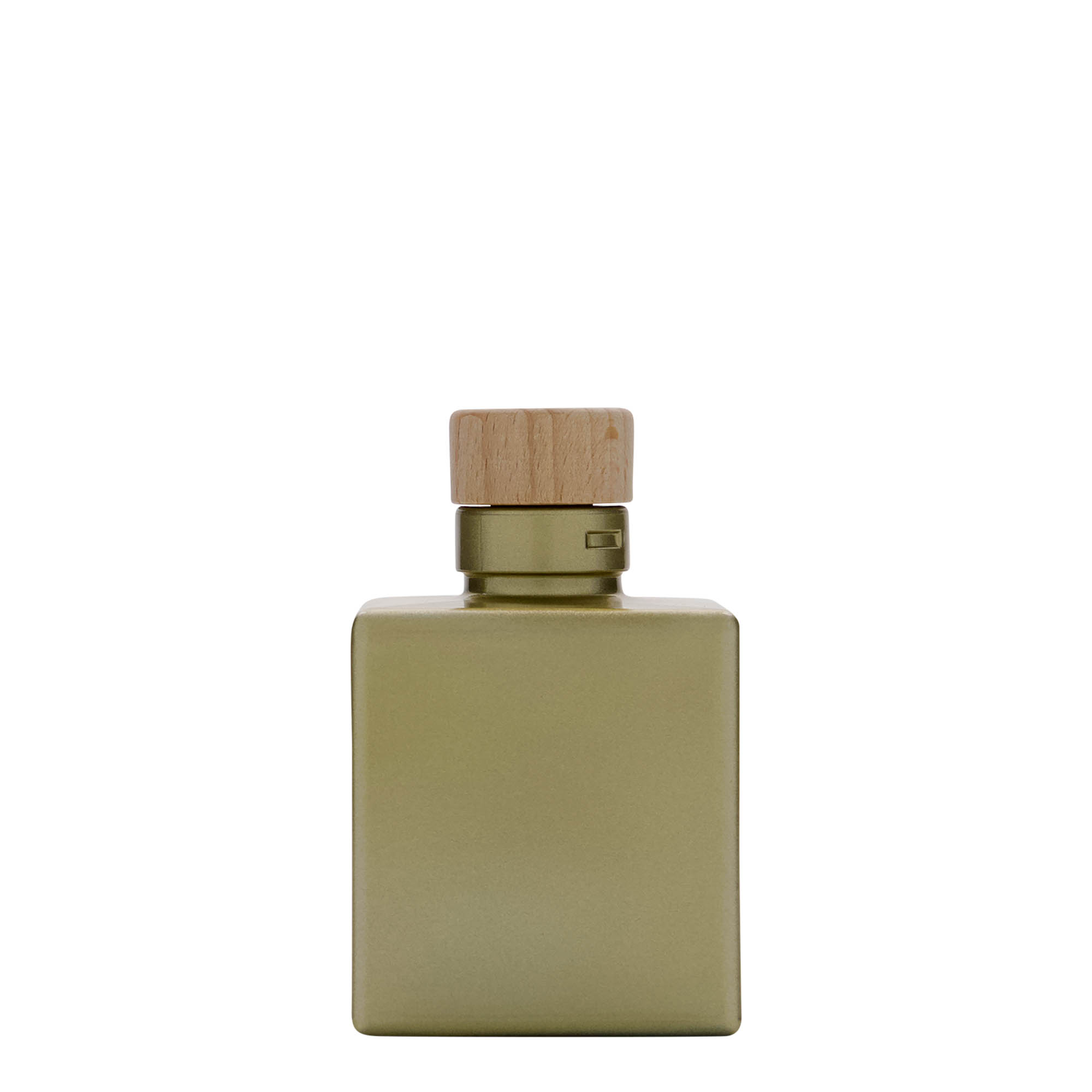 100 ml glasflaska 'Cube', fyrkantig, guld, öppning: kork