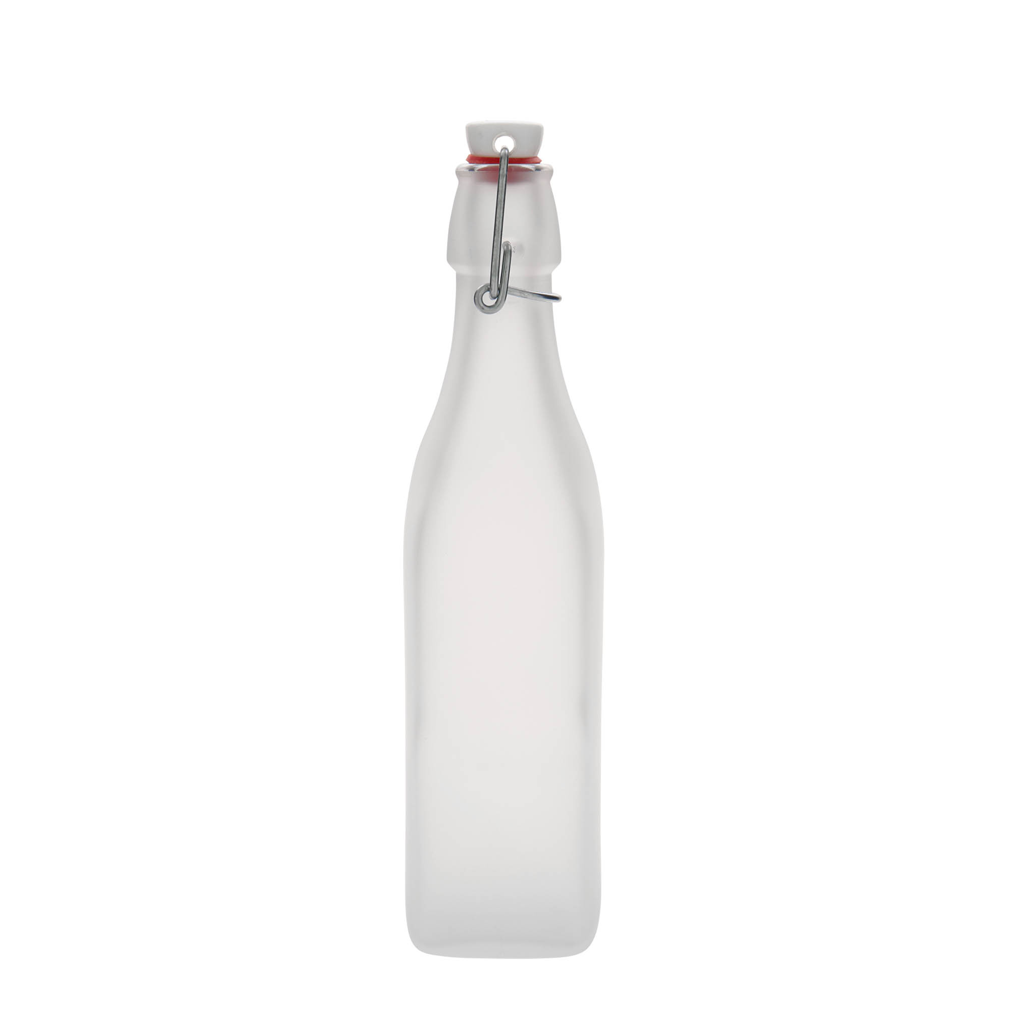 500 ml glasflaska 'Swing, kvadratisk, vit, mynning: bygelstängning'