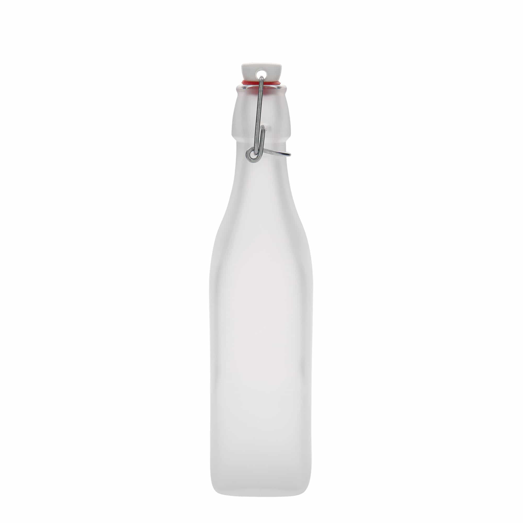 500 ml glasflaska 'Swing, kvadratisk, vit, mynning: bygelstängning'