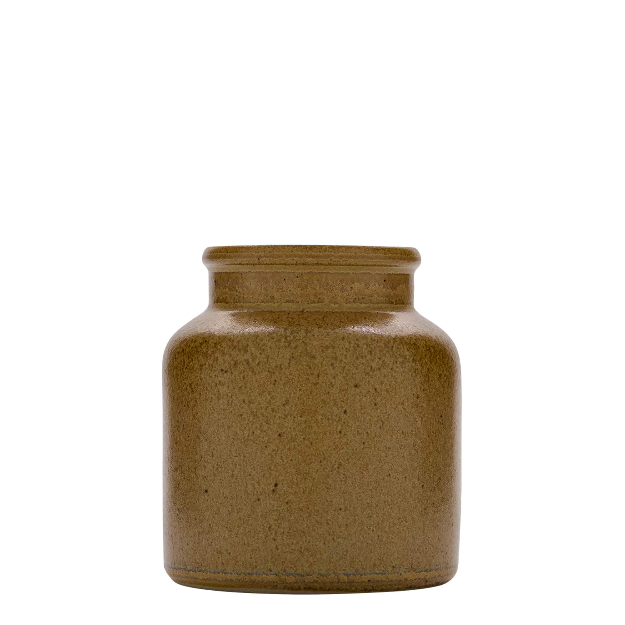 270 ml stengodskruka, keramik, brun-kristall, mynning: påsittande lock