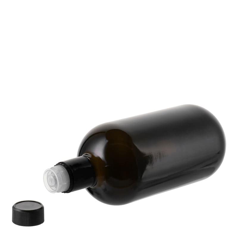 750 ml vinäger-/oljeflaska 'Biolio', glas, antikgrön, mynning: DOP