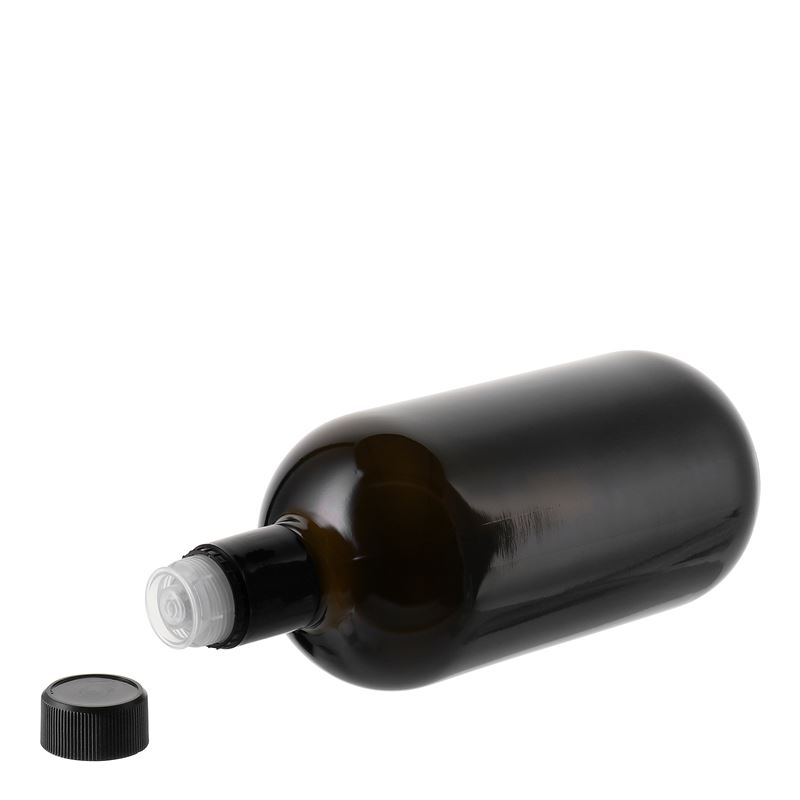 750 ml ättik-/oljeflaska 'Biolio', glas, antikgrön, mynning: DOP
