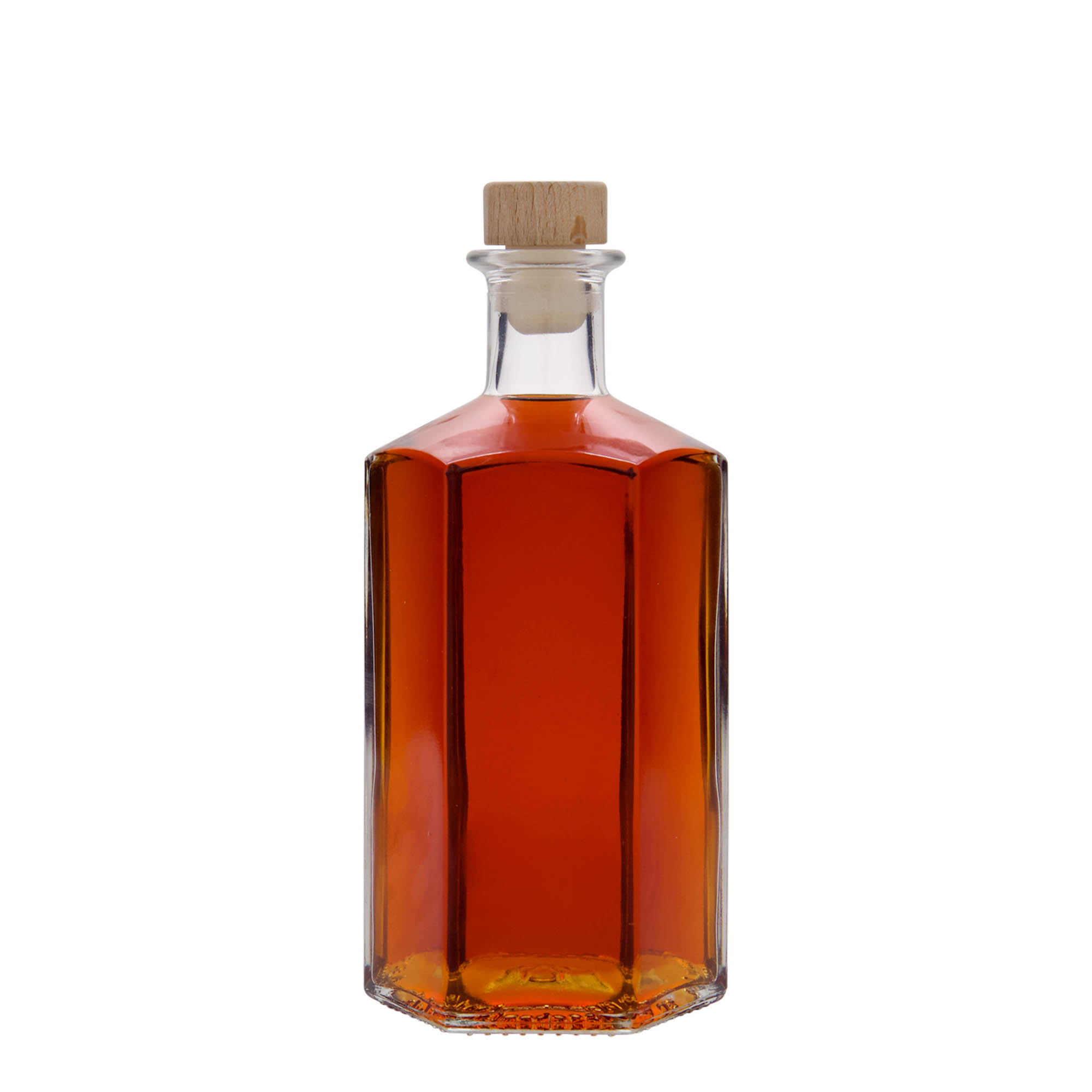 500 ml glasflaska apotekare 'Jimmy', sexkantig, öppning: kork