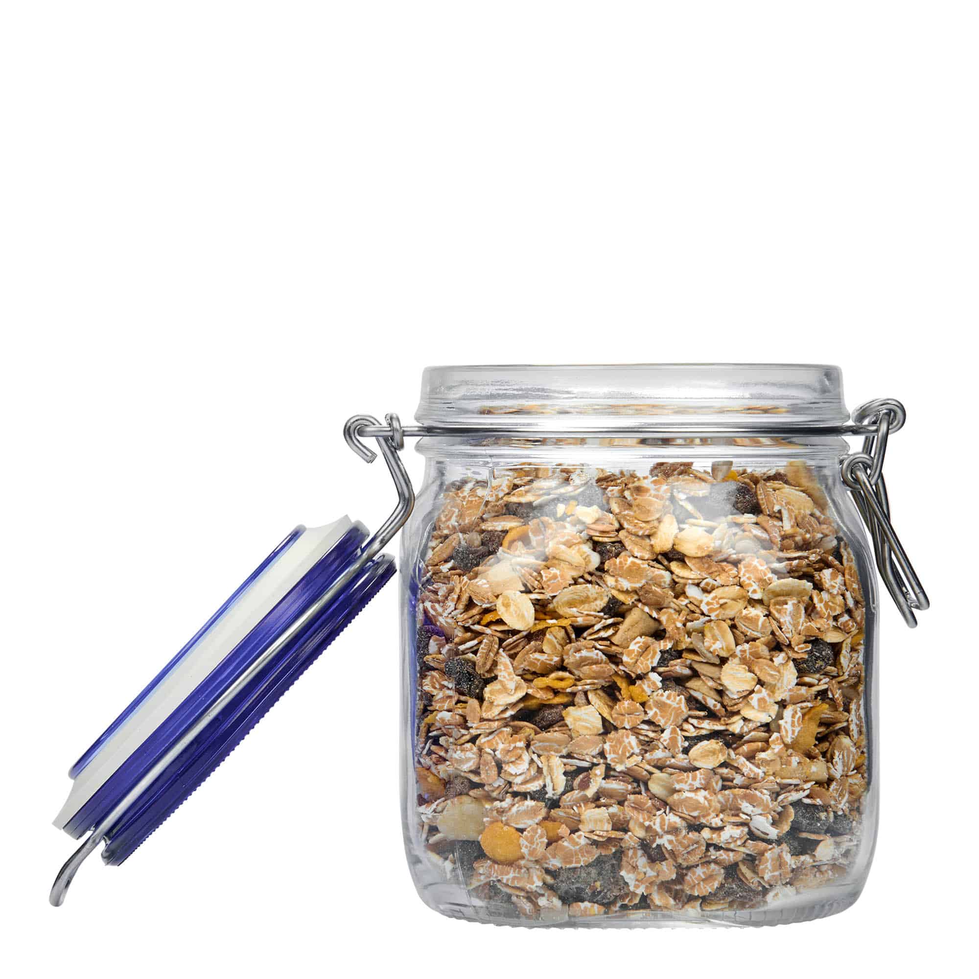 750 ml trågbågsglas 'Fido' blått lock, fyrkantigt, öppning: trågbågslåsning 750 ml trågbågsglas 'Fido' blått lock, fyrkantigt, öppning: trågbågslåsning